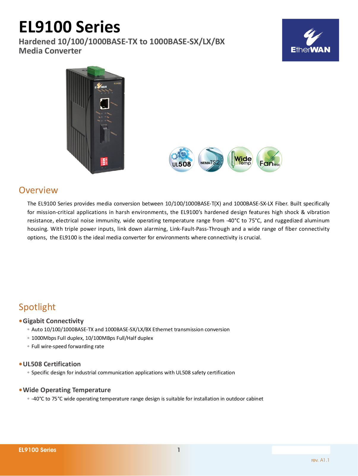 EtherWan EL9100 Series Data Sheet