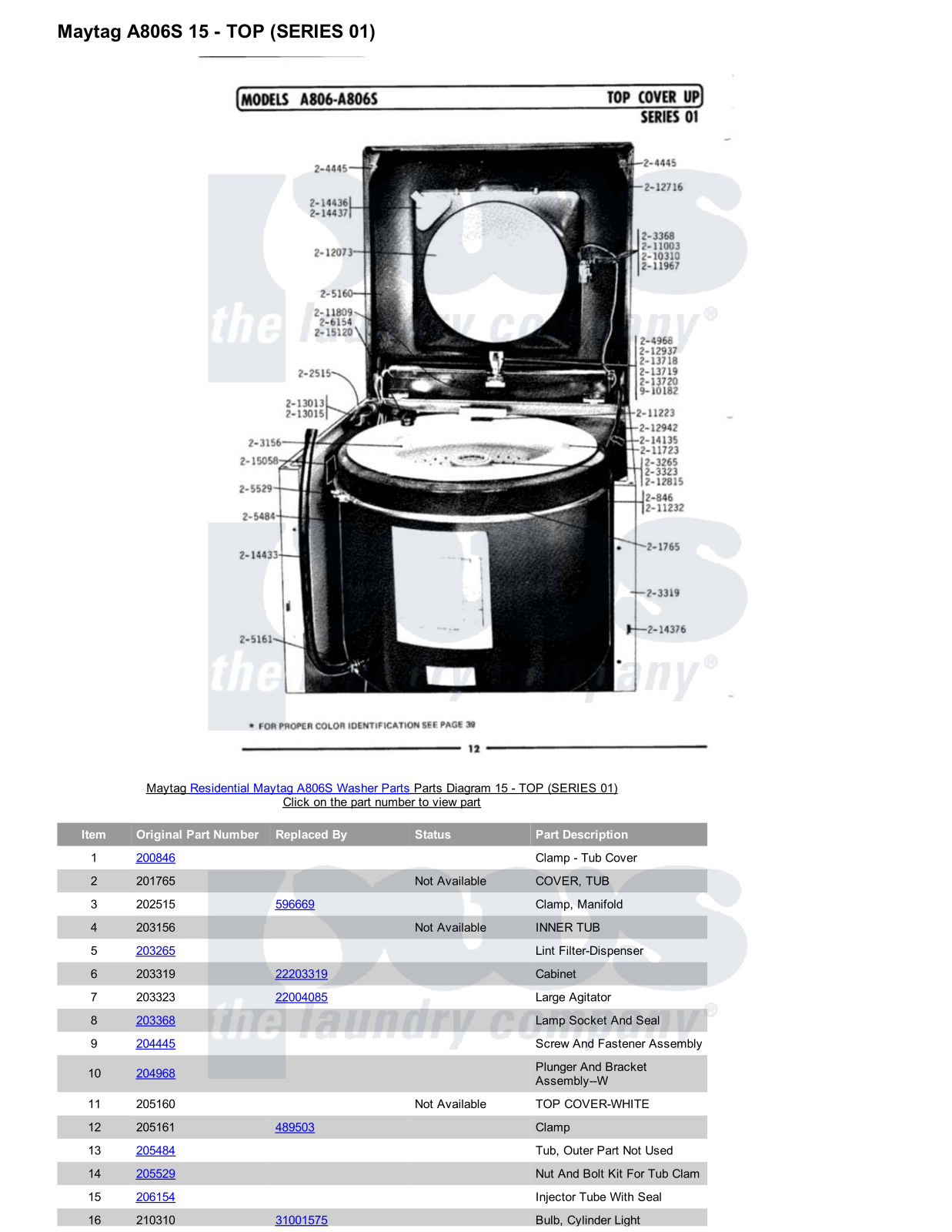 Maytag A806S Parts Diagram