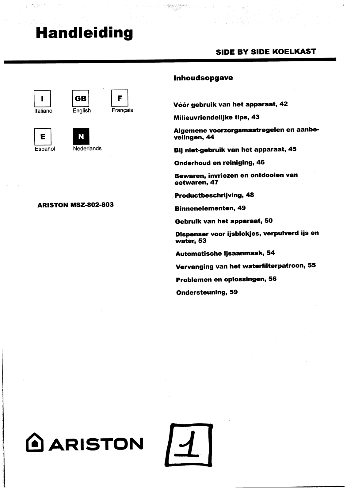 HOTPOINT MSZ802DF User Manual