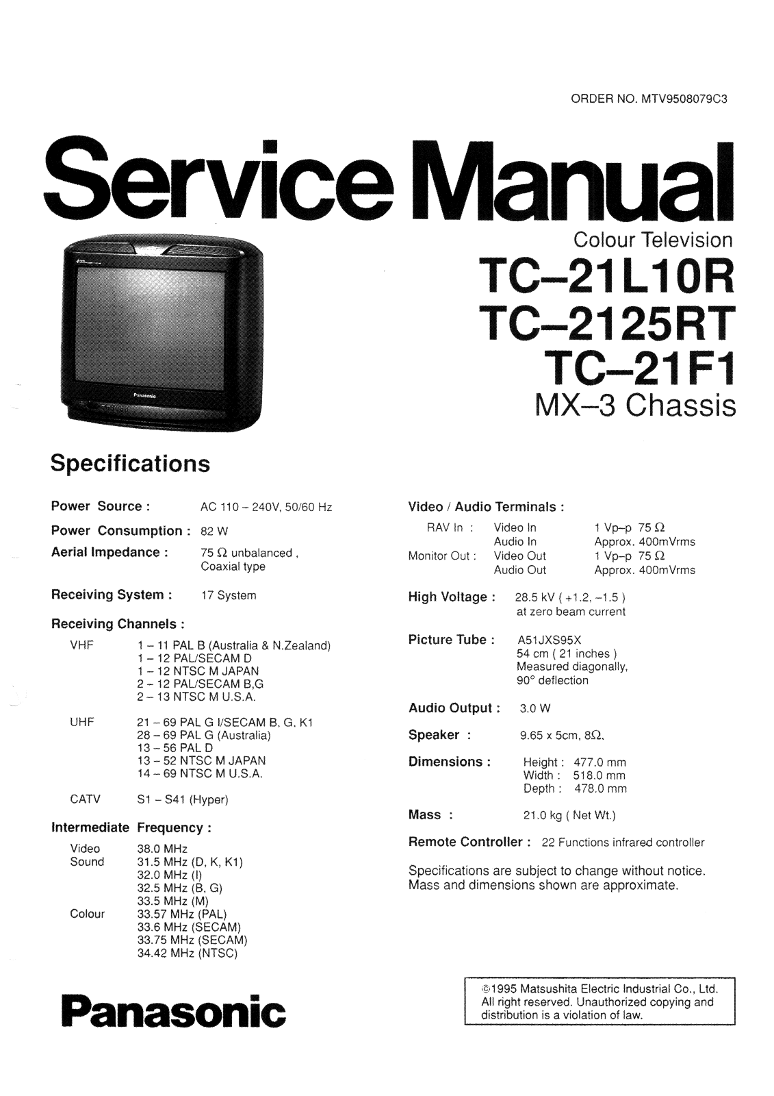 Panasonic TC-21L10R, TC-2125RT, TC-21F1 Schematic