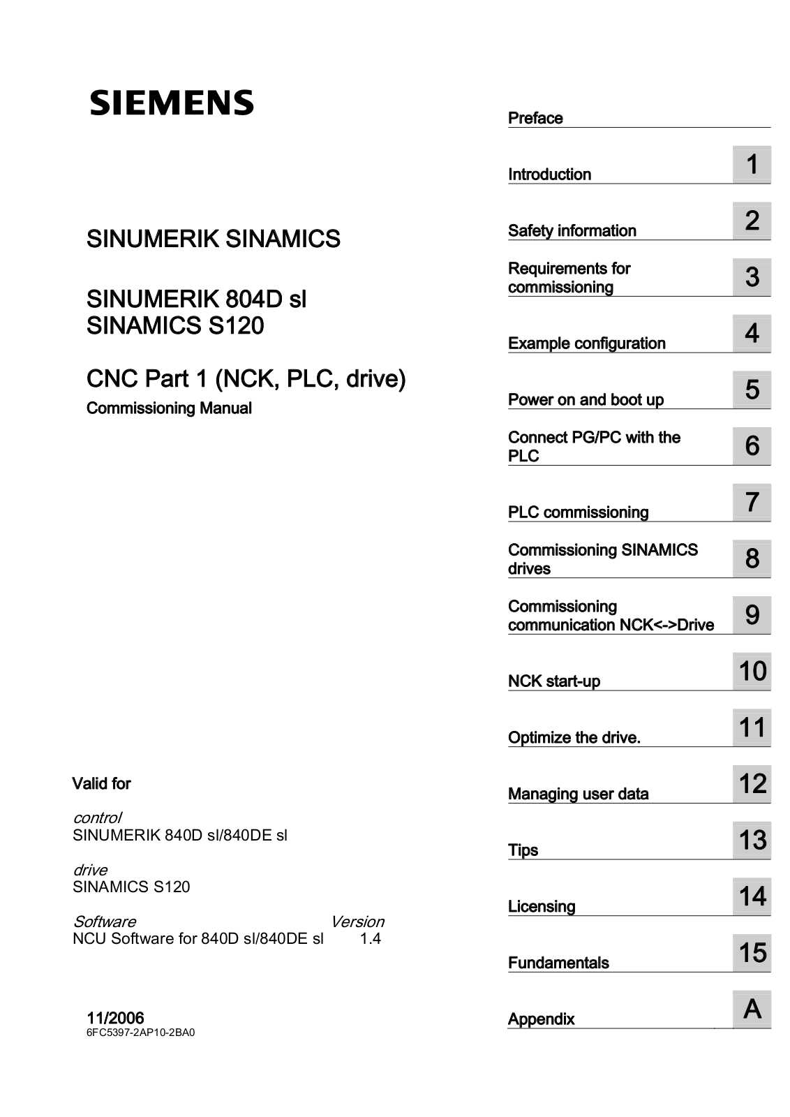 Siemens SINUMERIK 804D sl,SINAMICS S120,SINUMERIK 840DE sl Commissioning Manual