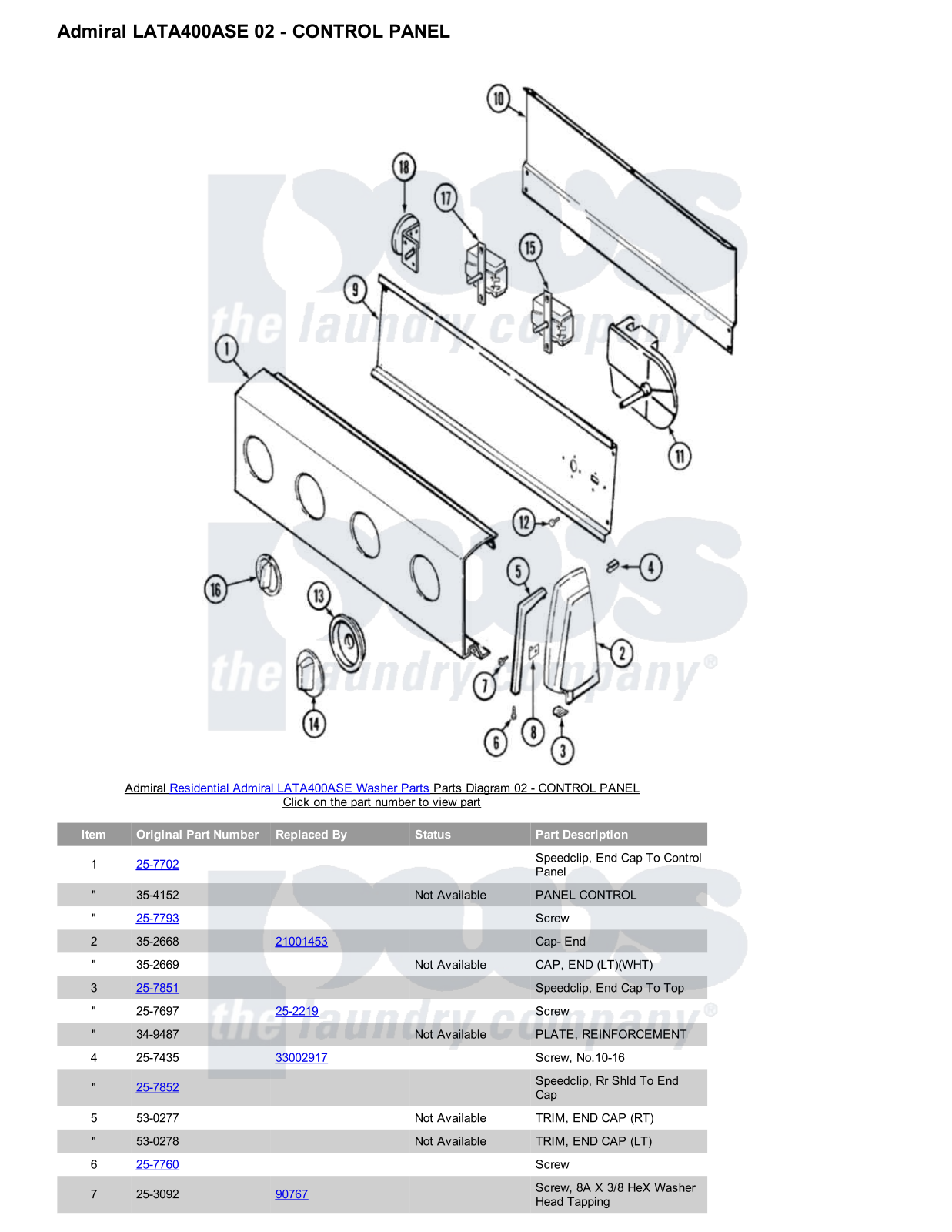 Admiral LATA400ASE Parts Diagram