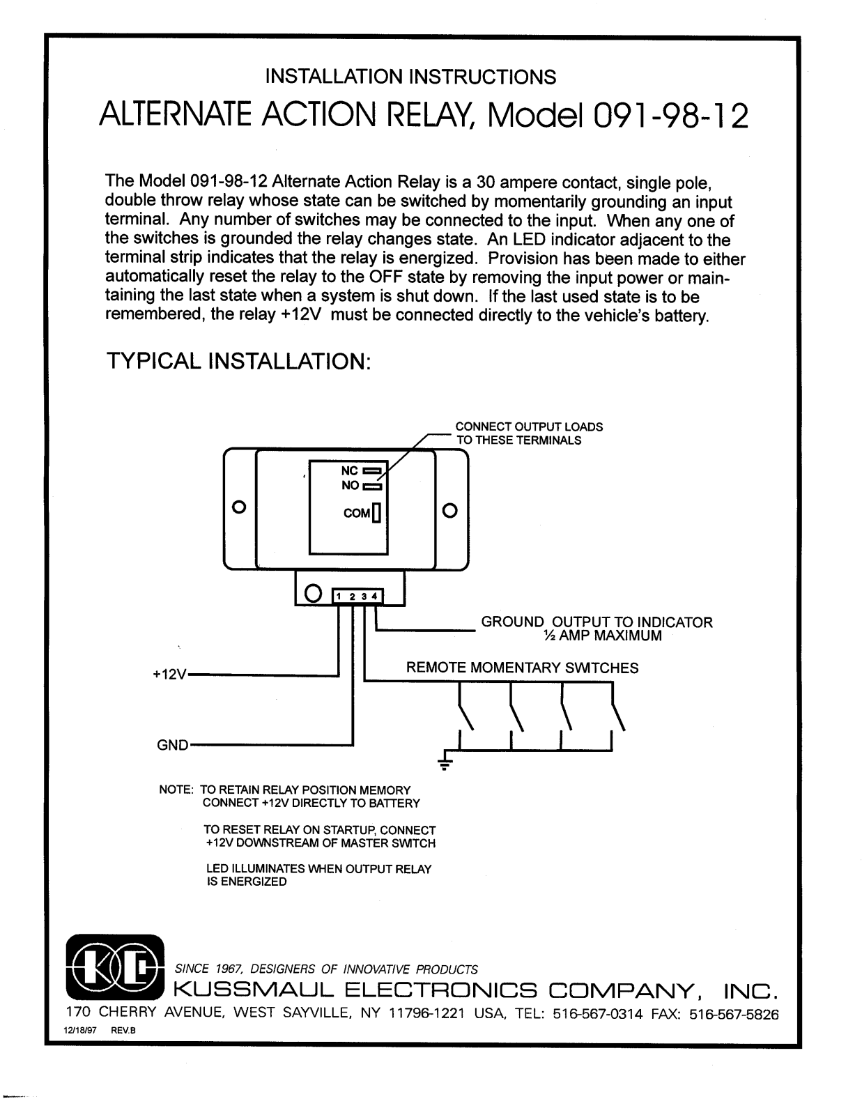 Kussmaul 091-98-12 User Manual