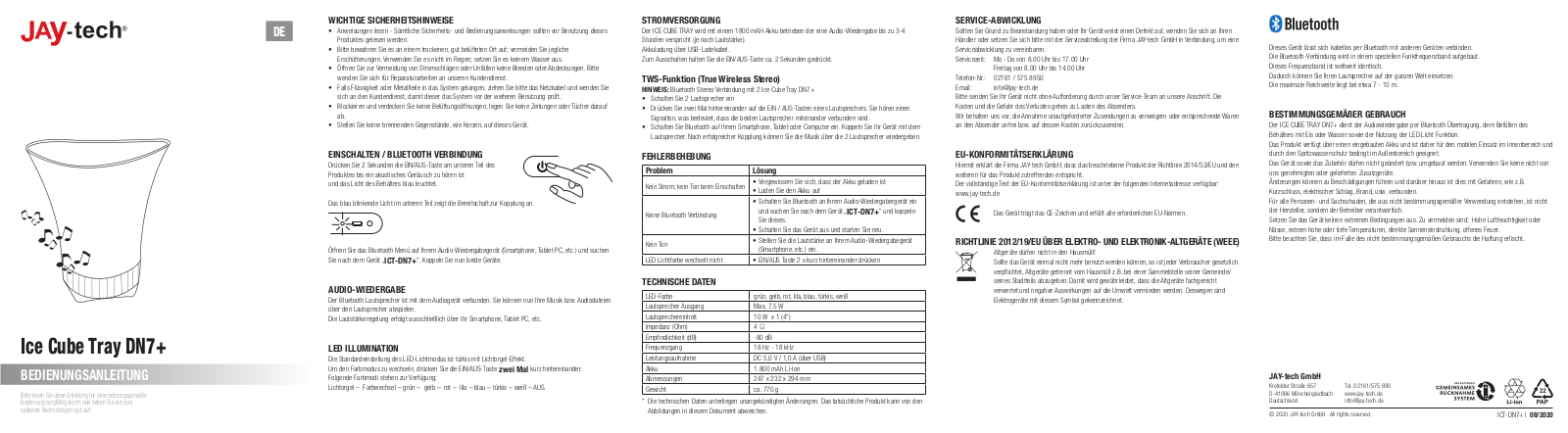 JAY-Tech Ice Cube Tray DN7+ User Manual