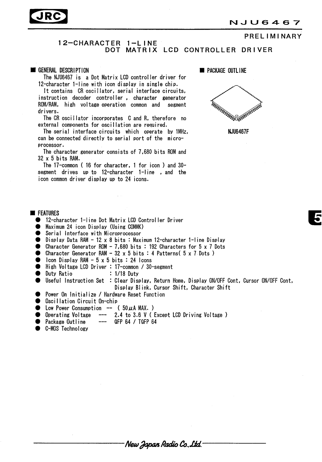 JRC NJU6467F Datasheet