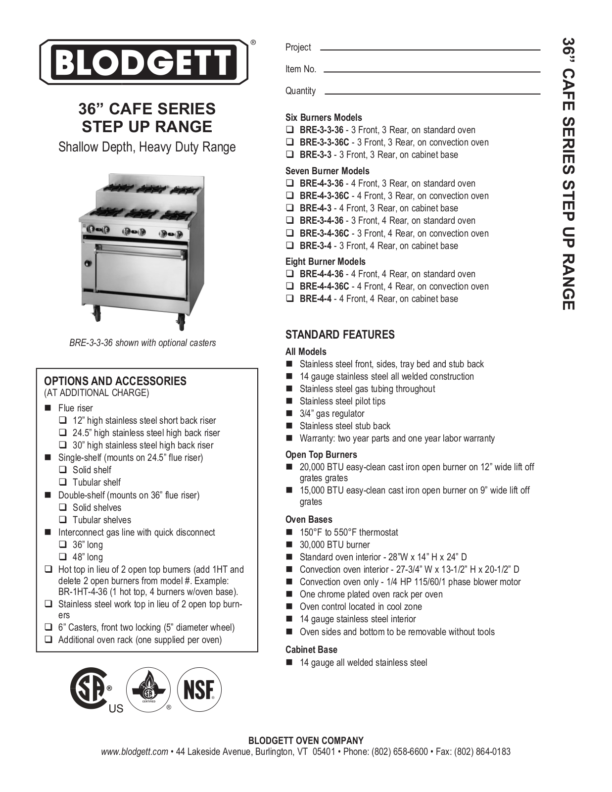 Blodgett BRE-3-3 User Manual