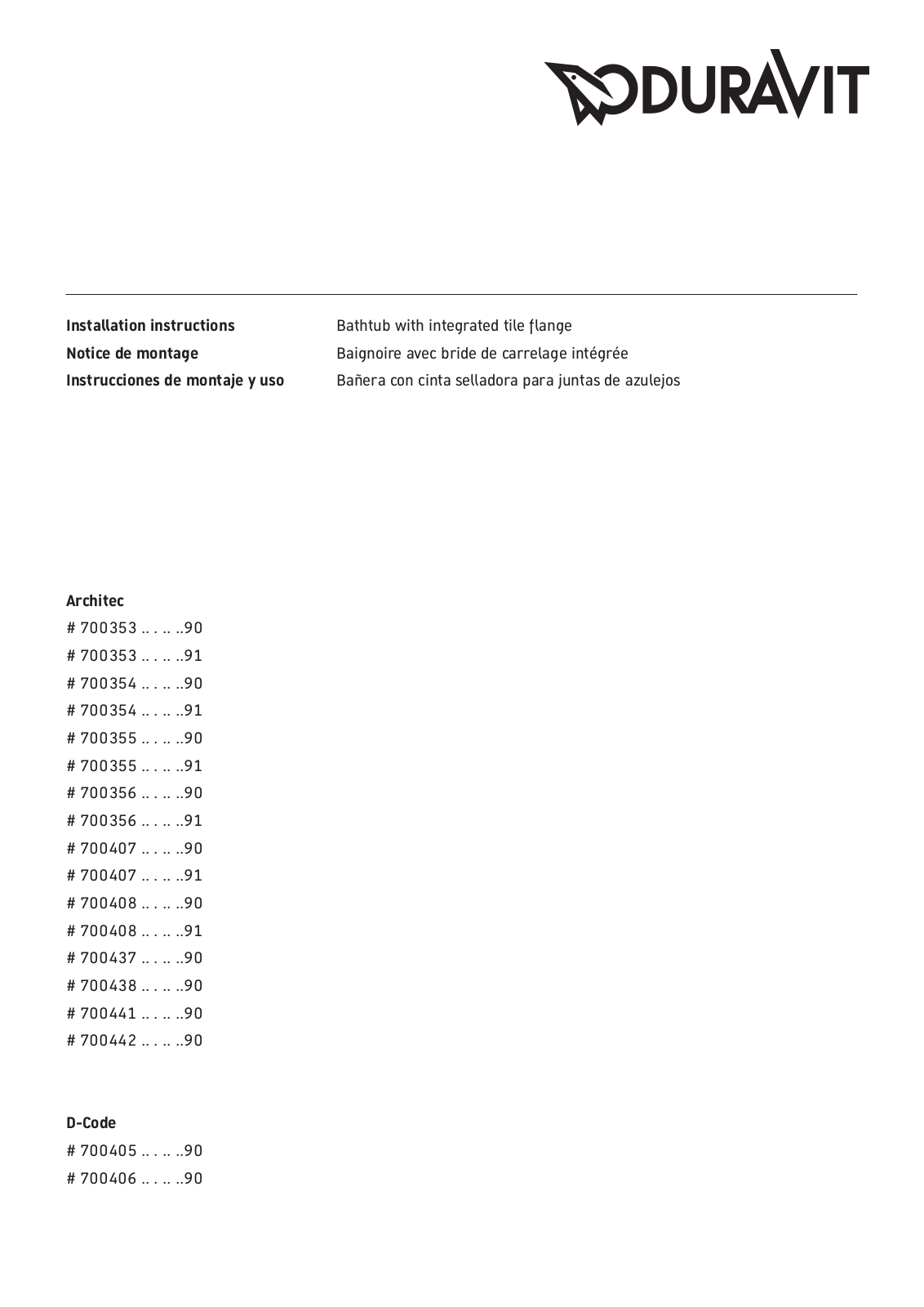 Duravit W001033072 Installation & Assembly - ManualMachine.com