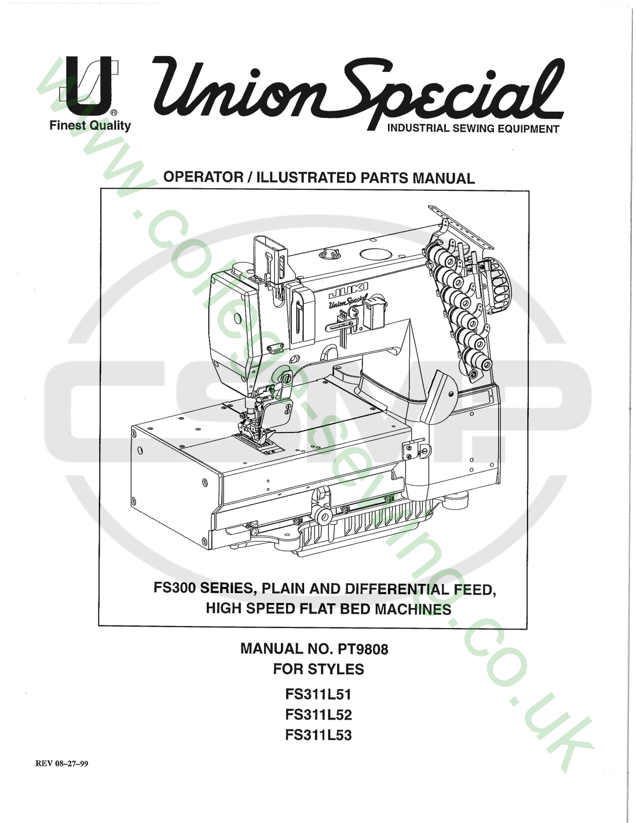 Union Special PT9808 Parts Book