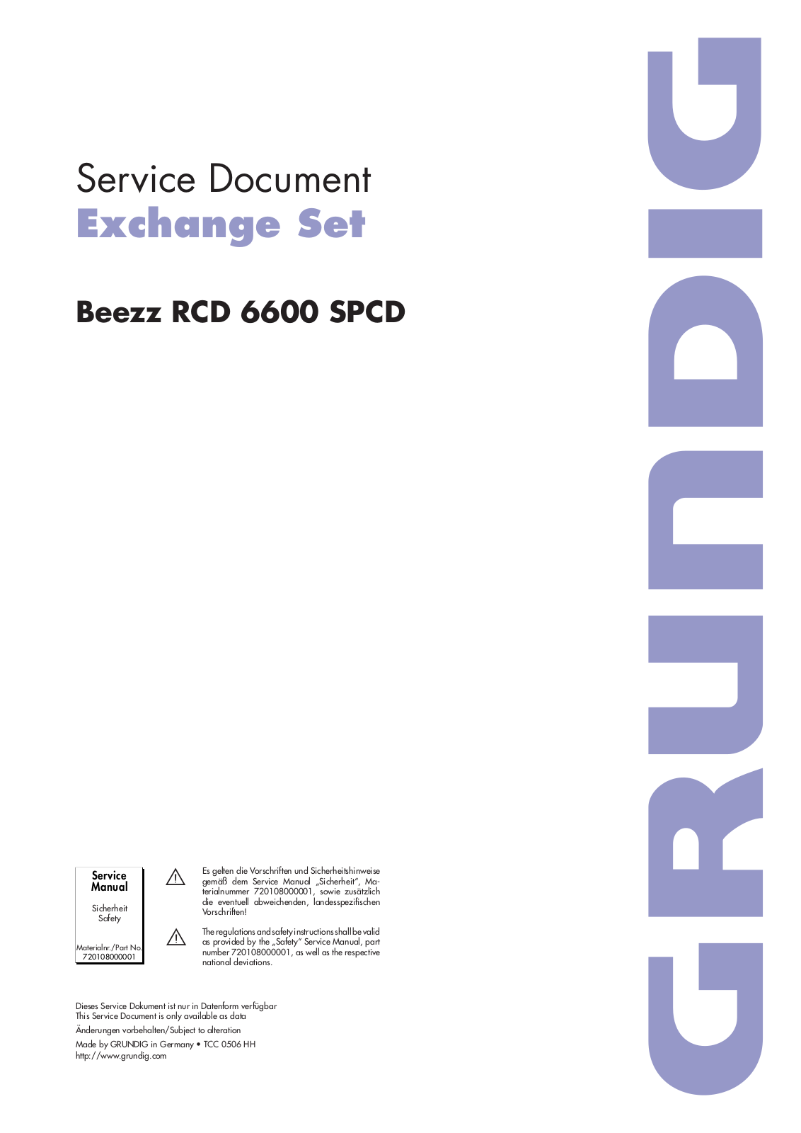 Grundig BEEZZ-RCD-6000 Service Manual