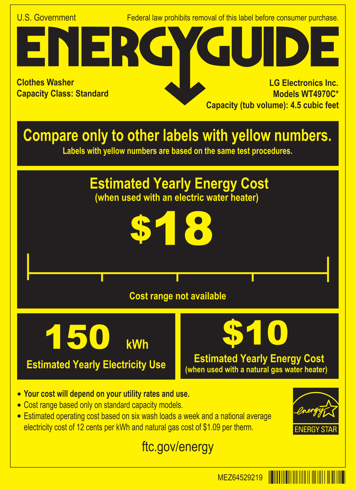 LG WT4970CW Energy Guide