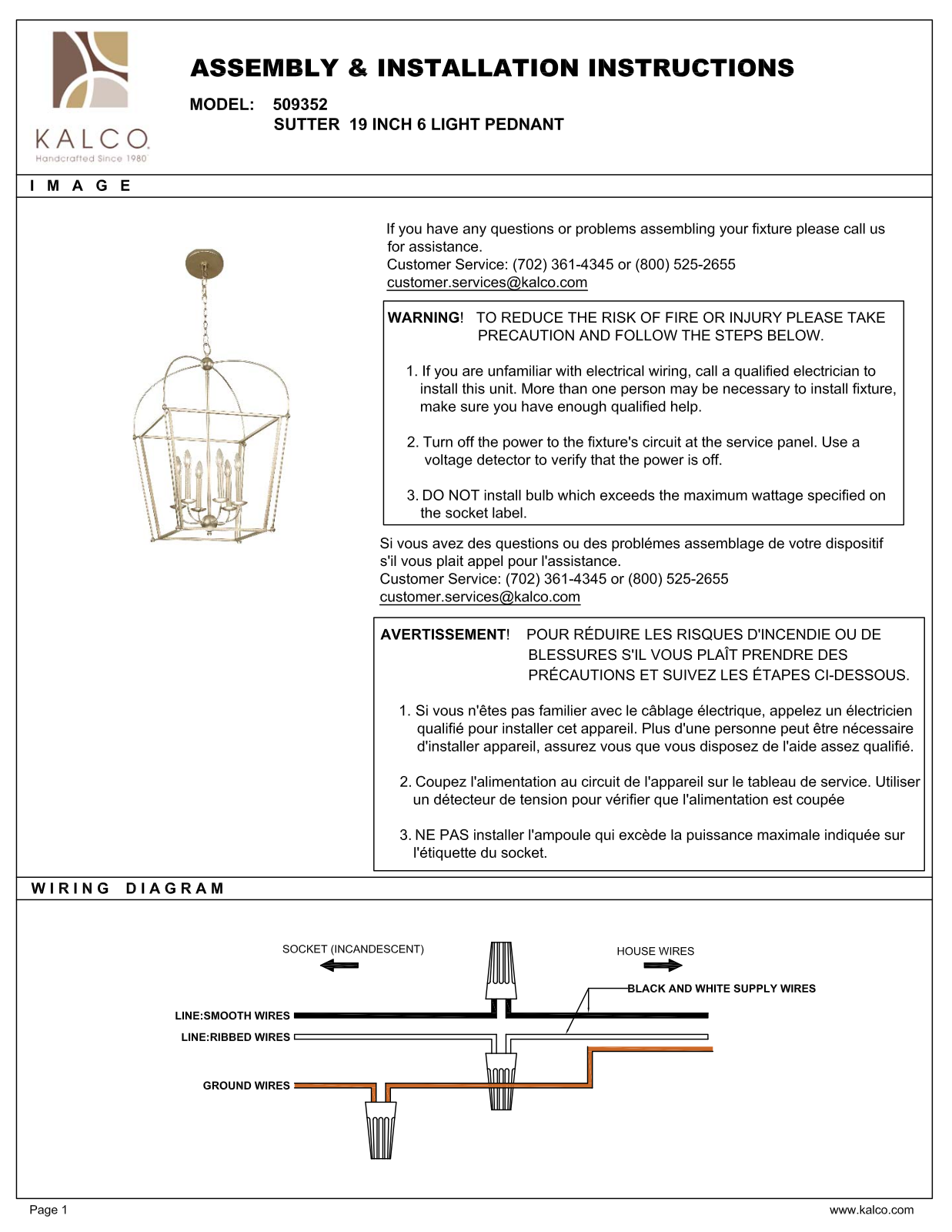 Kalco 509352WS Assembly Guide