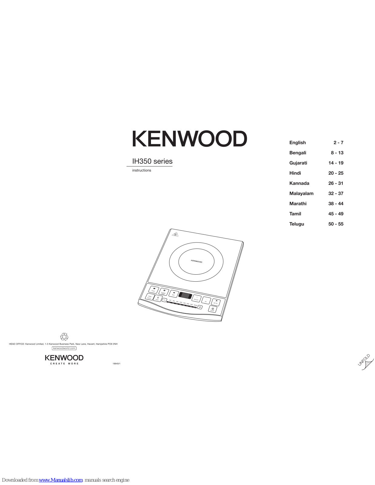 Kenwood IH350 Series Instructions Manual