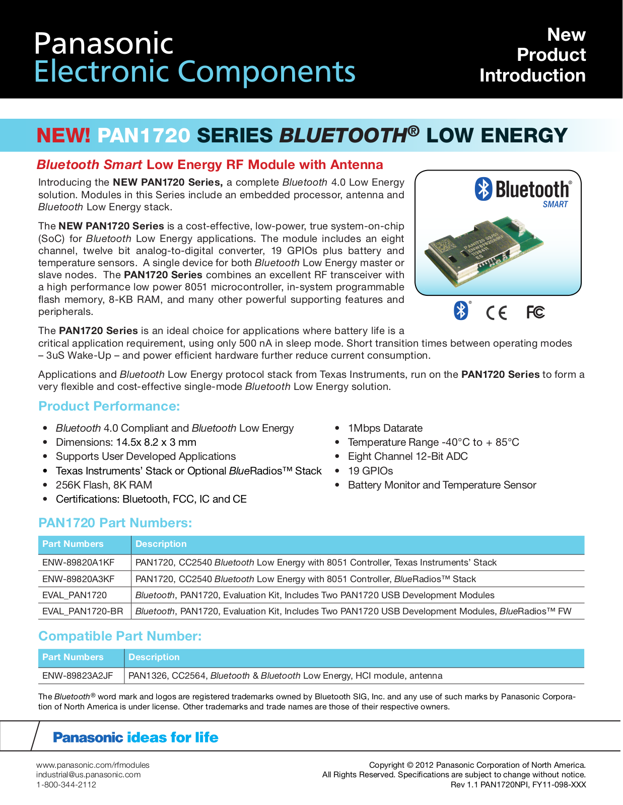 Panasonic PAN1720 User Manual