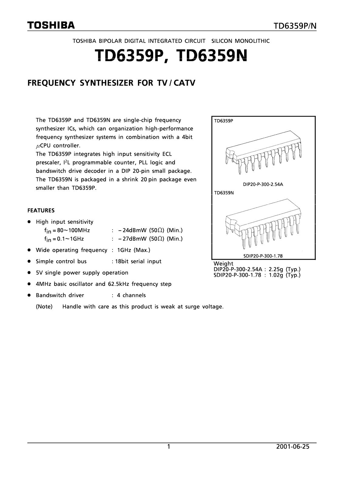 Datasheet TD6359P, TD6359N Specification - ManualMachine.com