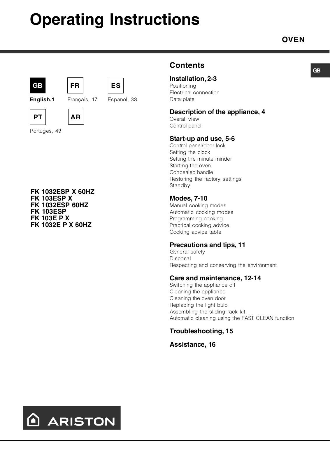 Hotpoint FK 103E P X User Manual - ManualMachine.com