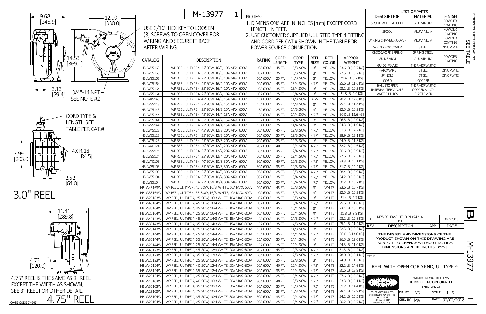 Hubbell HBLW45123 Reference Drawing