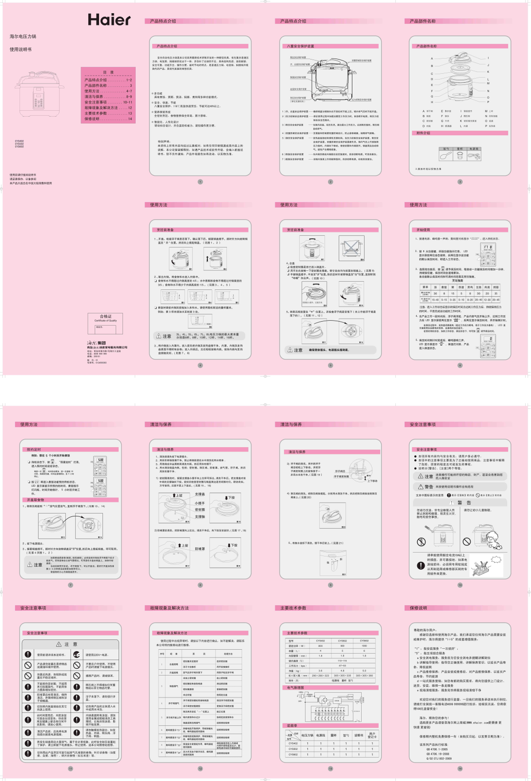 Haier CYS402, CYS502, CYS602 User Manual