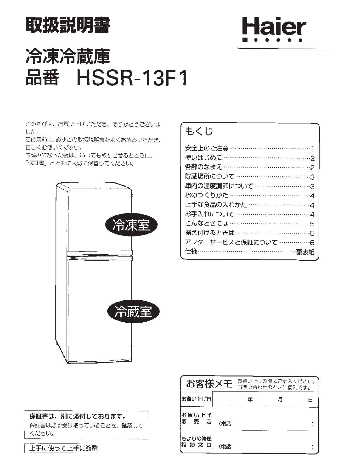 Haier HSSR-13F1 User Manual