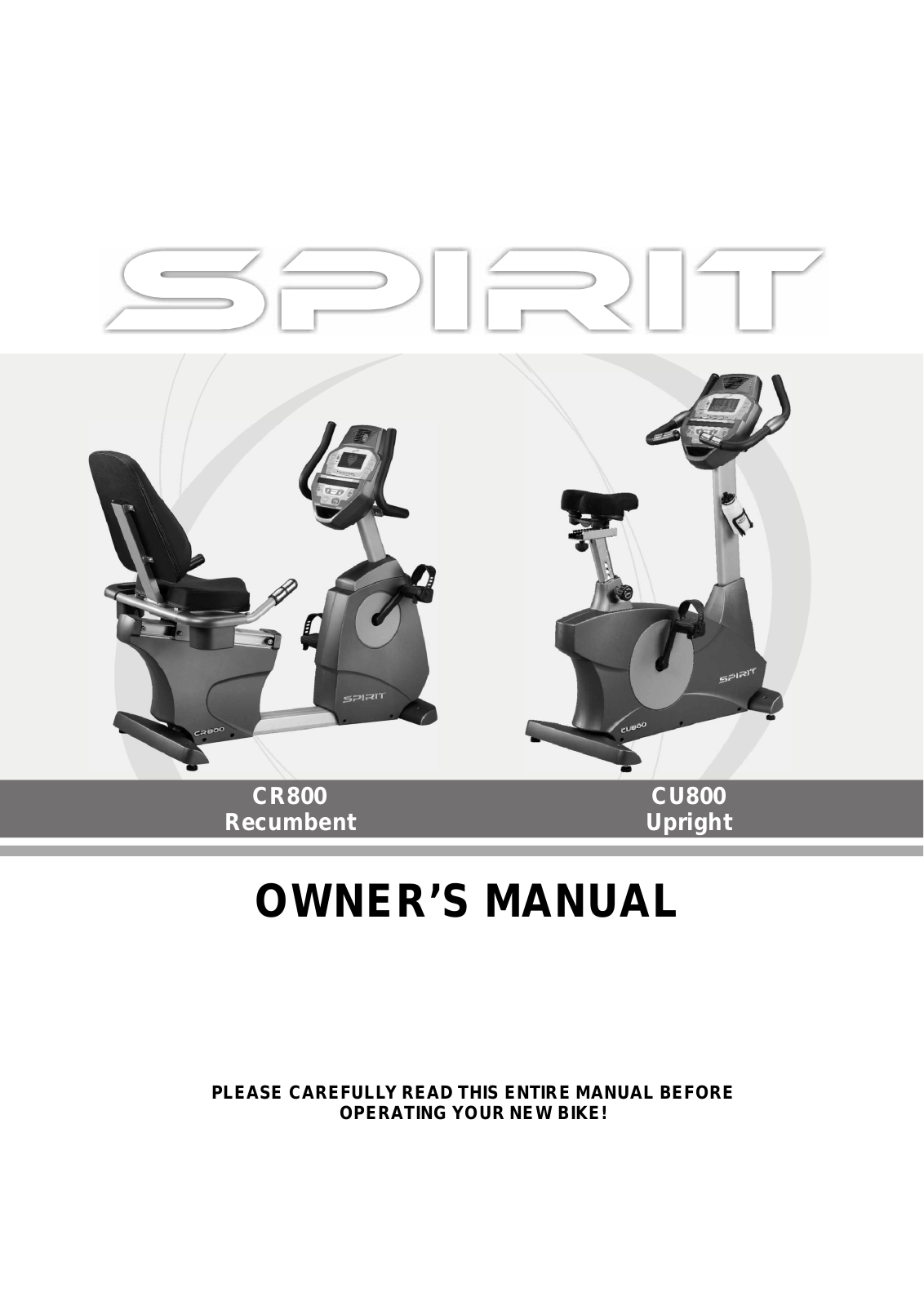 Spirit CU800, CR800 User Manual