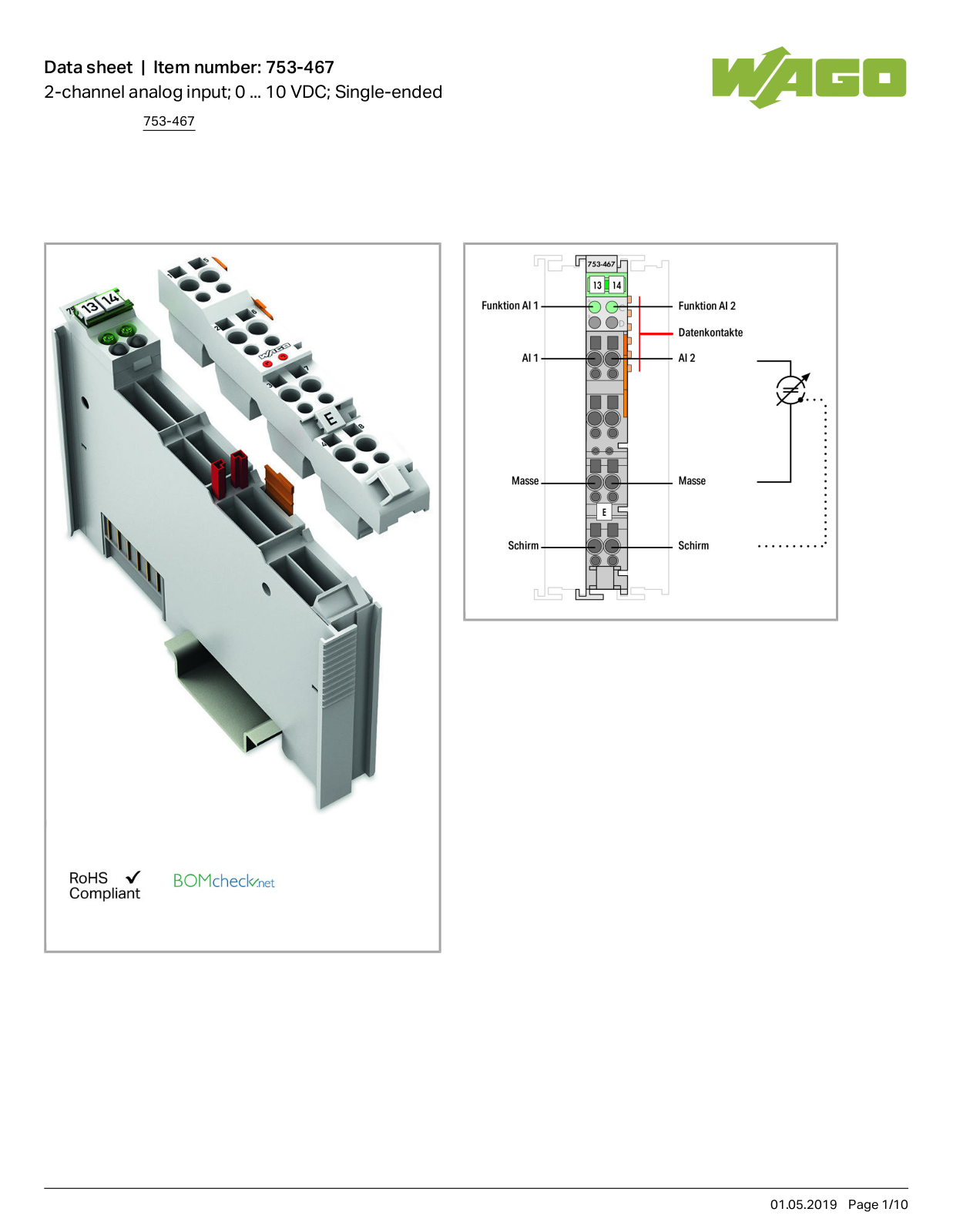 Wago 753-467 Data Sheet