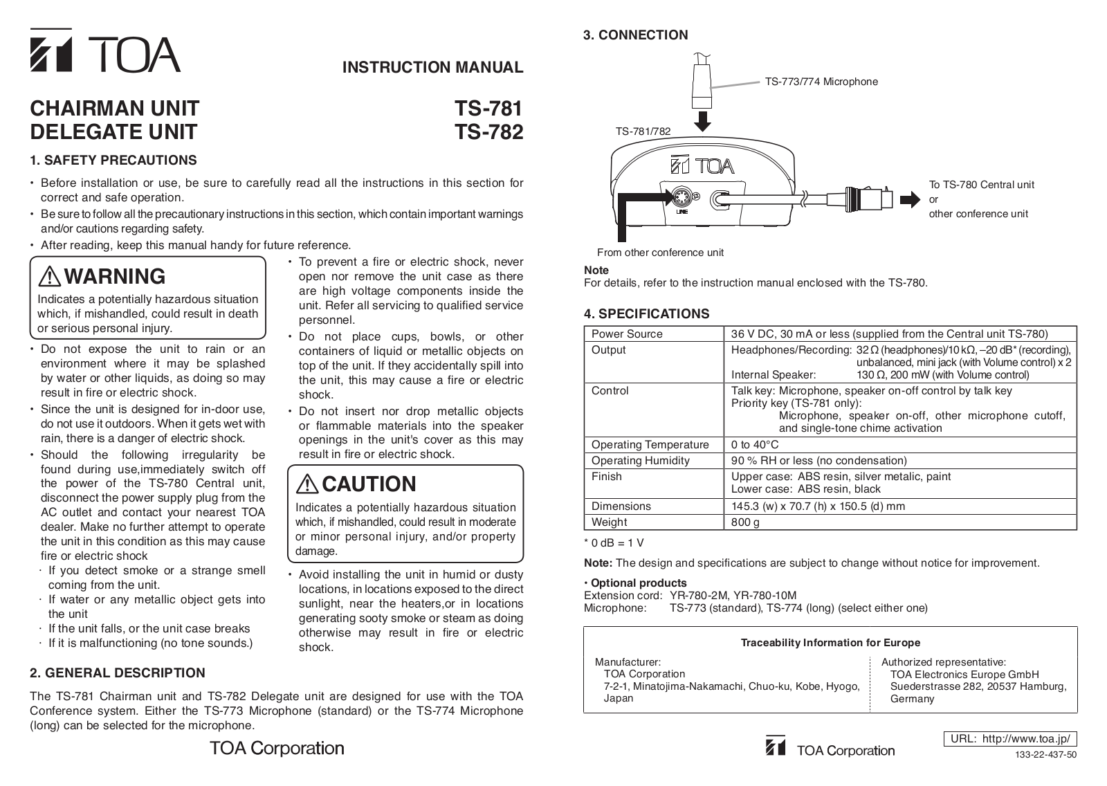 Toa TS-782 User Manual