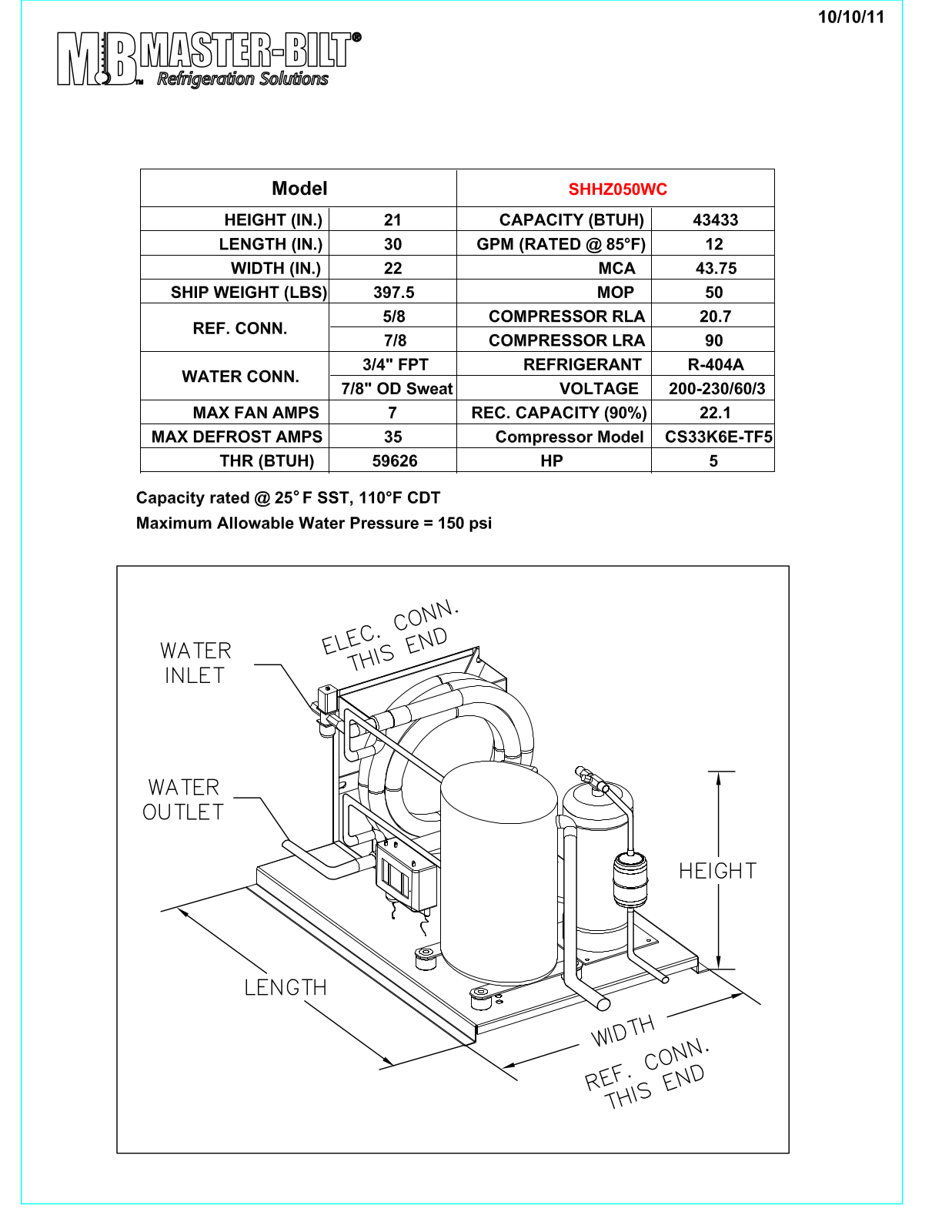 Master-Bilt SHHZ050WC User Manual