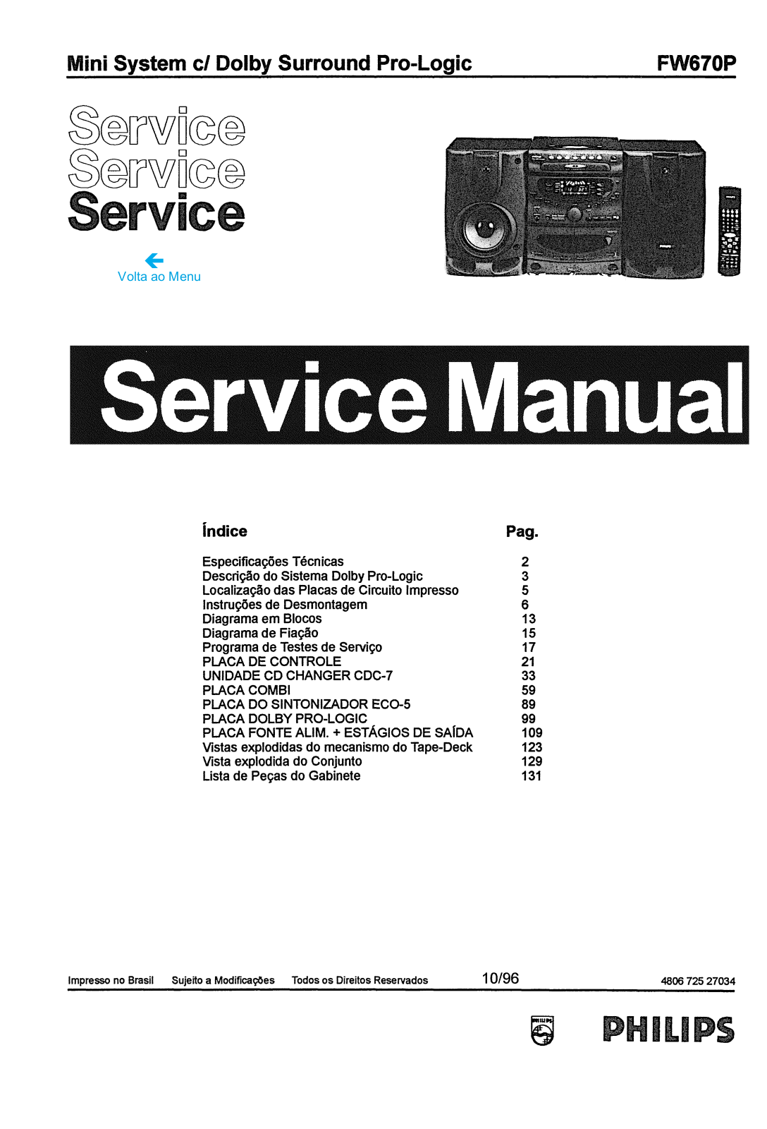 Philips FW-670-P Service manual