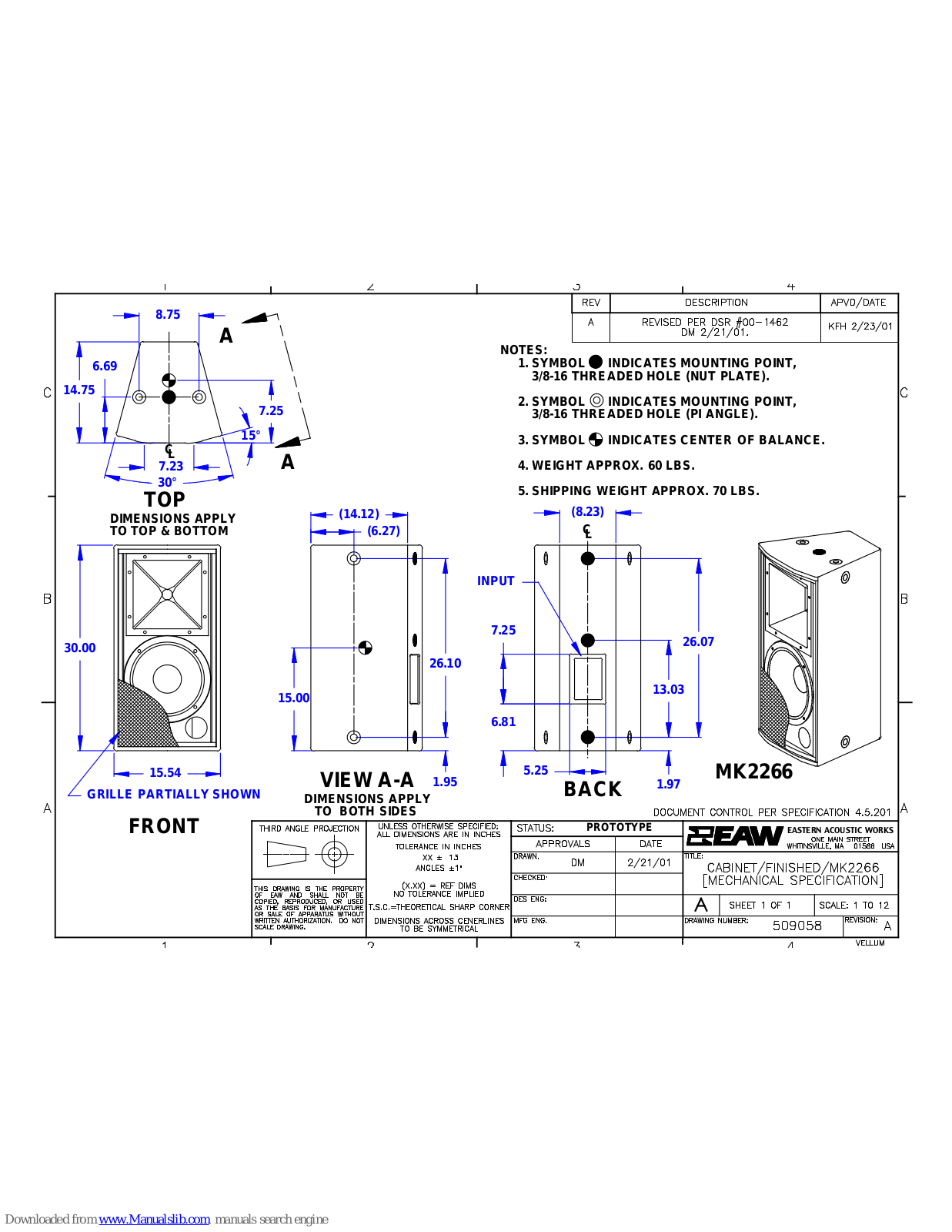 EAW MK2266 Dimensions - ManualMachine.com