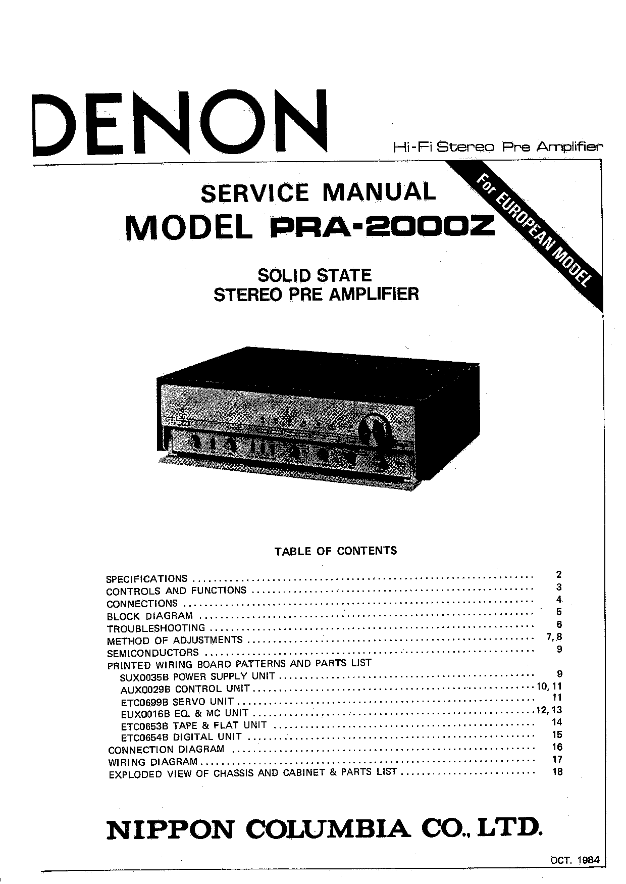 Denon PRA-2000Z Service Manual