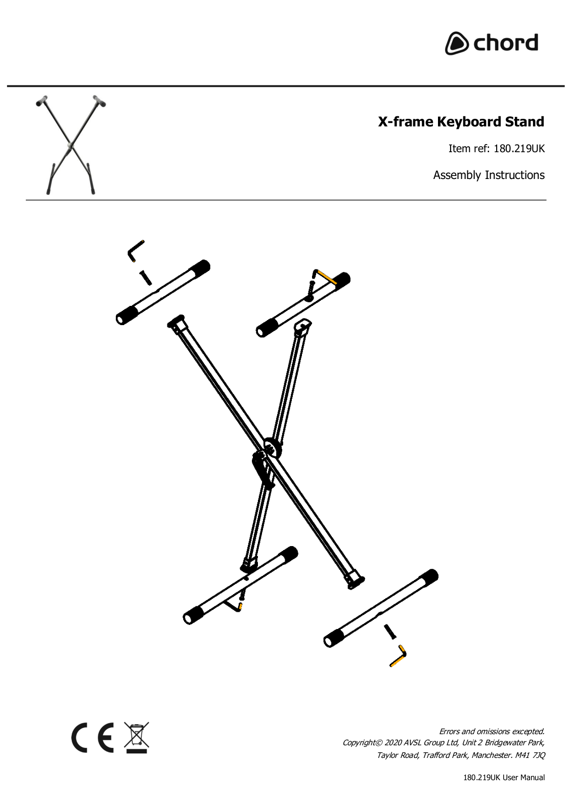 AVSL X-frame Keyboard Stand Instruction Manual