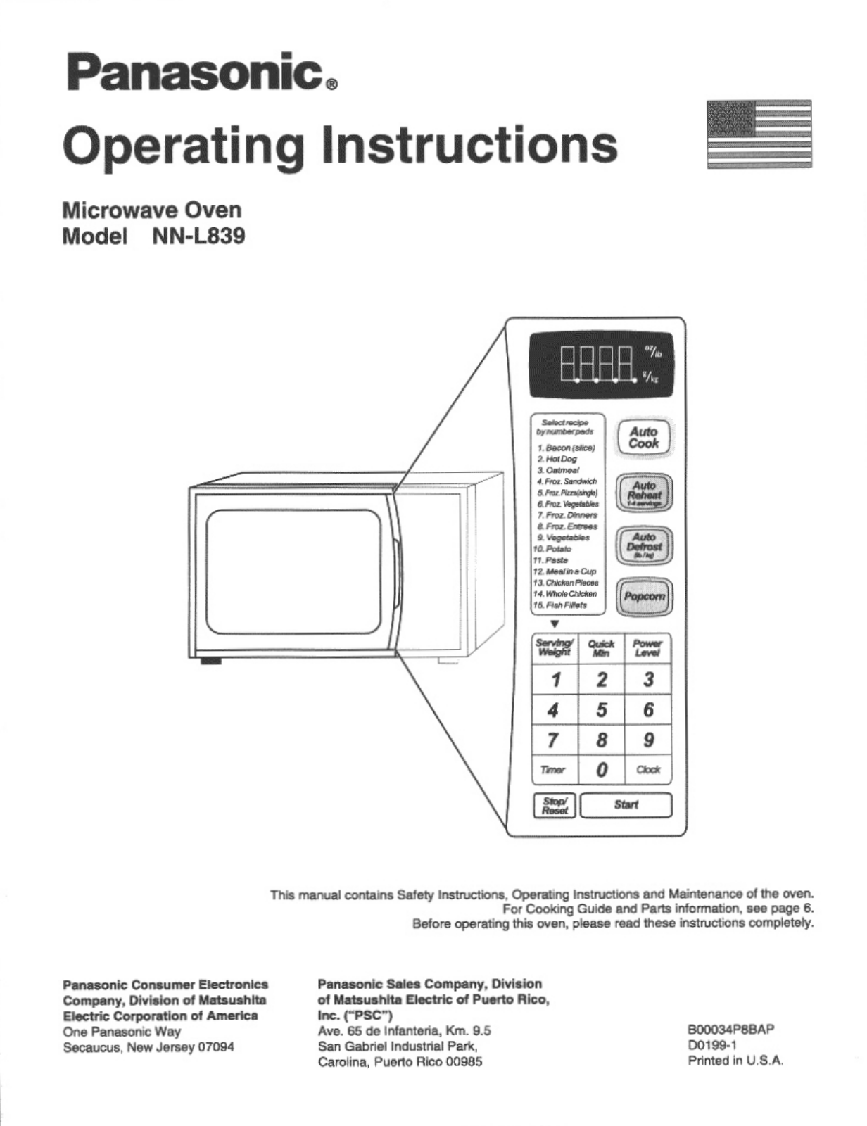 Panasonic NN-L839 User Manual