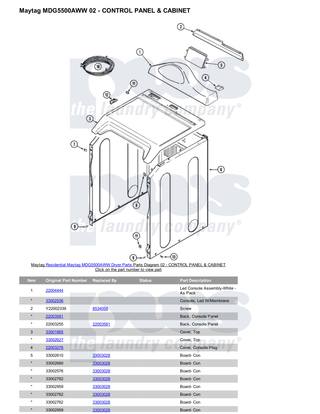 Maytag MDG5500AWW Parts Diagram