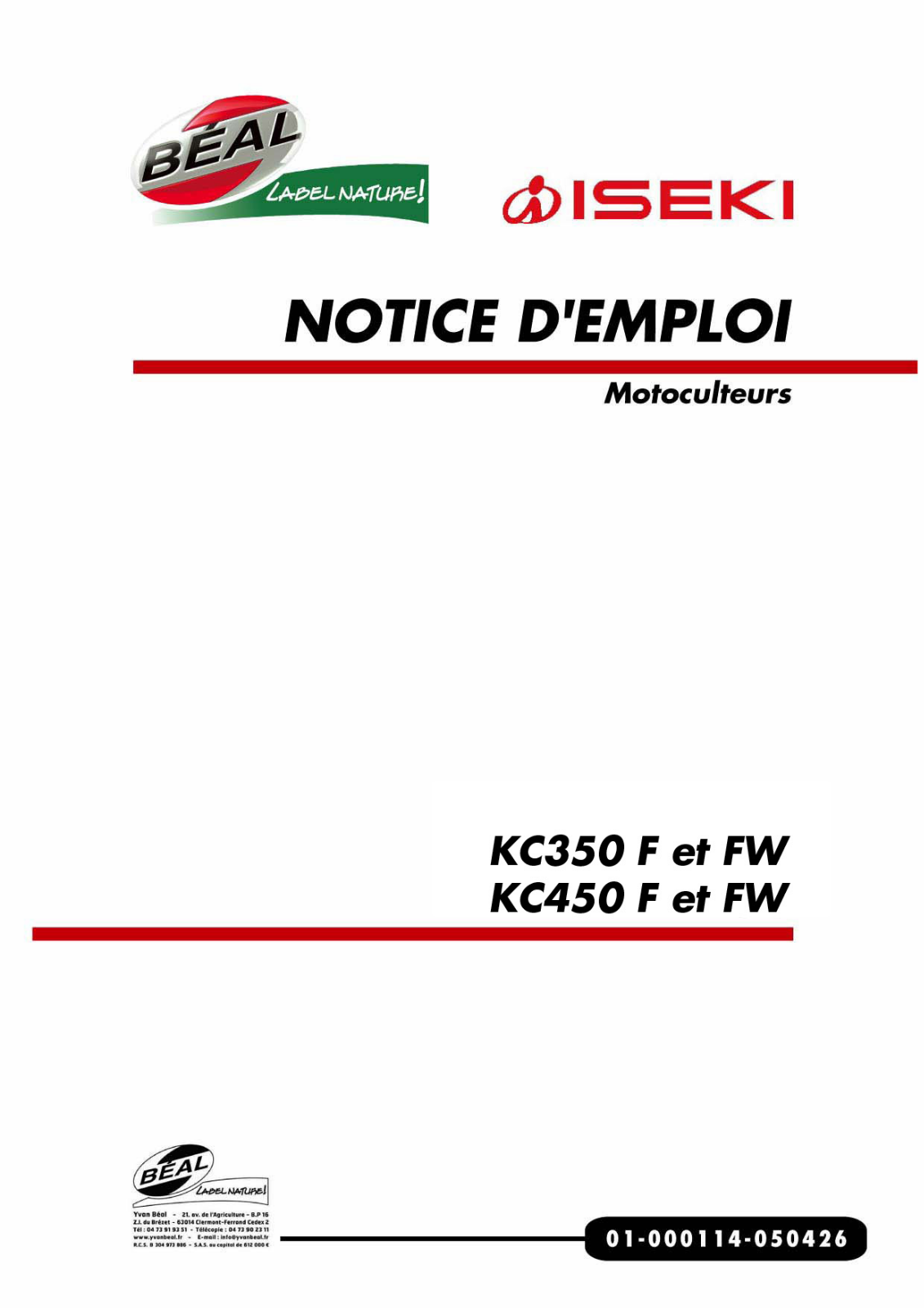 BEAL KC 350 F, KC 350 FW, KC 450 F, KC 450 FW User Manual