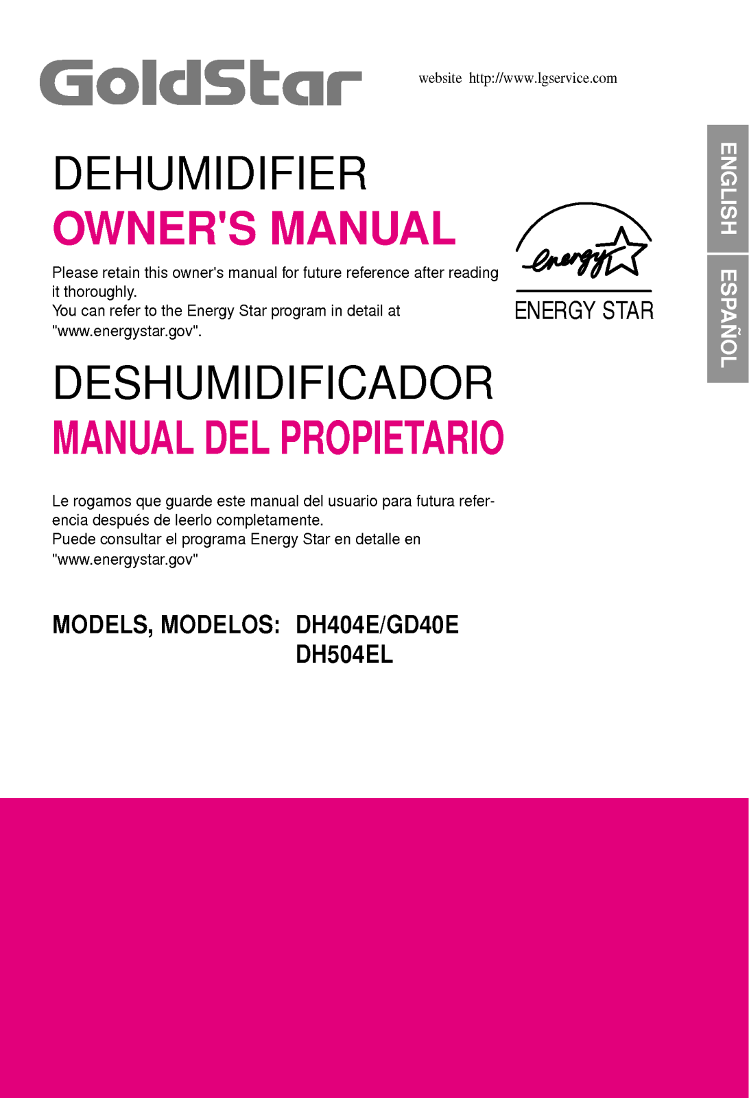 LG DH504ELY5, DH504ELY6, LD-40EY5 User Manual