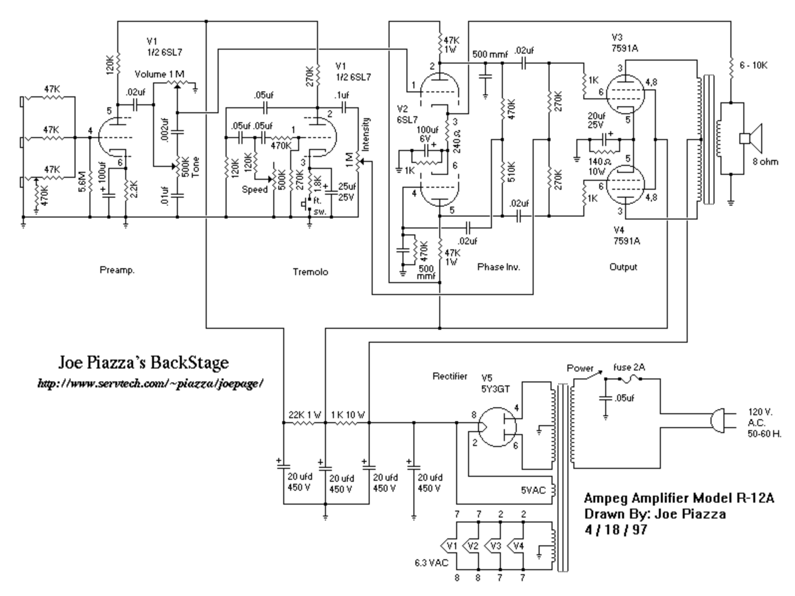 Ampeg R-12A Schematic