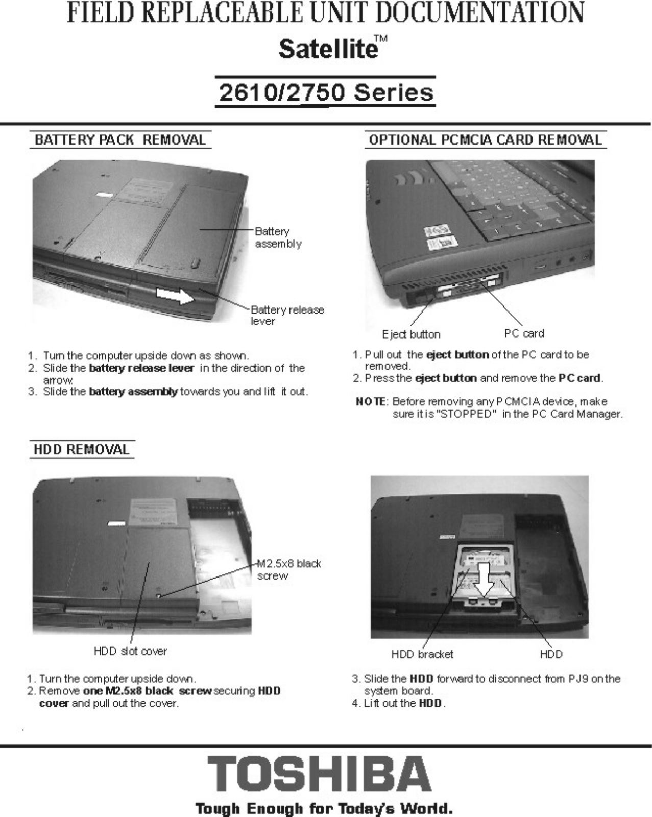 Toshiba Satellite 2750, Satellite 2610 Service Manual