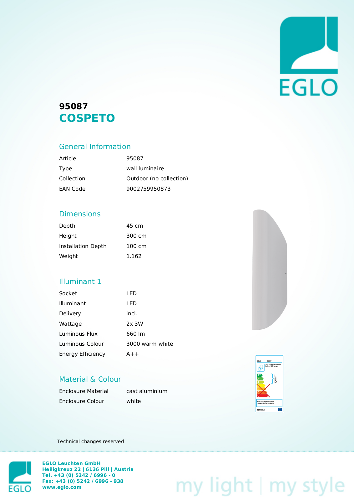 Eglo 95087 Service Manual