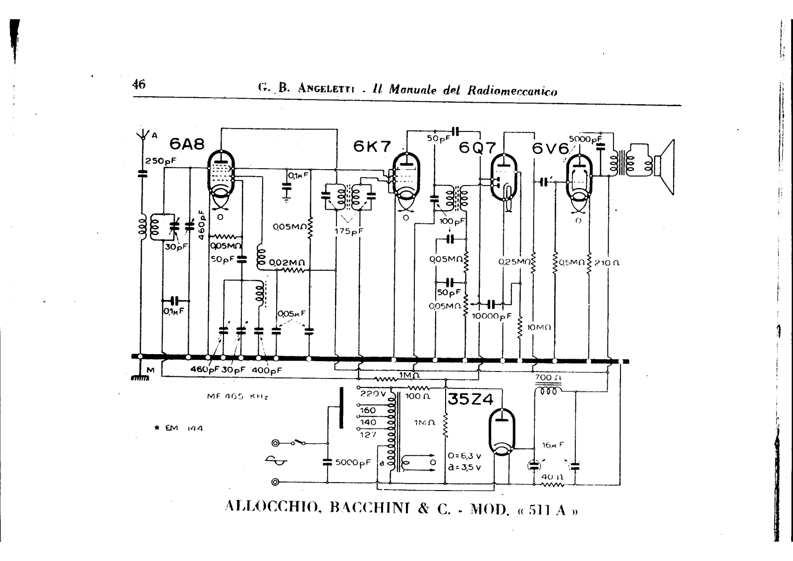 Allocchio Bacchini 511a schematic