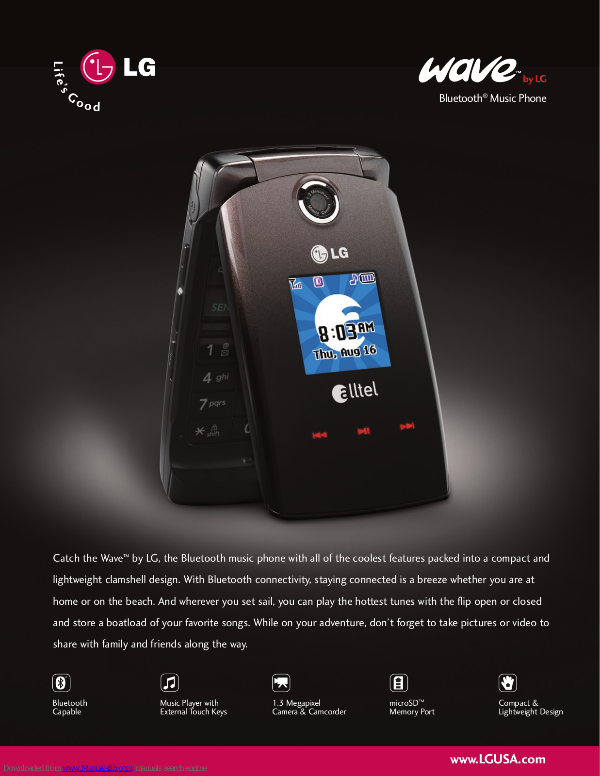 LG Wave, AX380 - The Wave Cell Phone Specifications