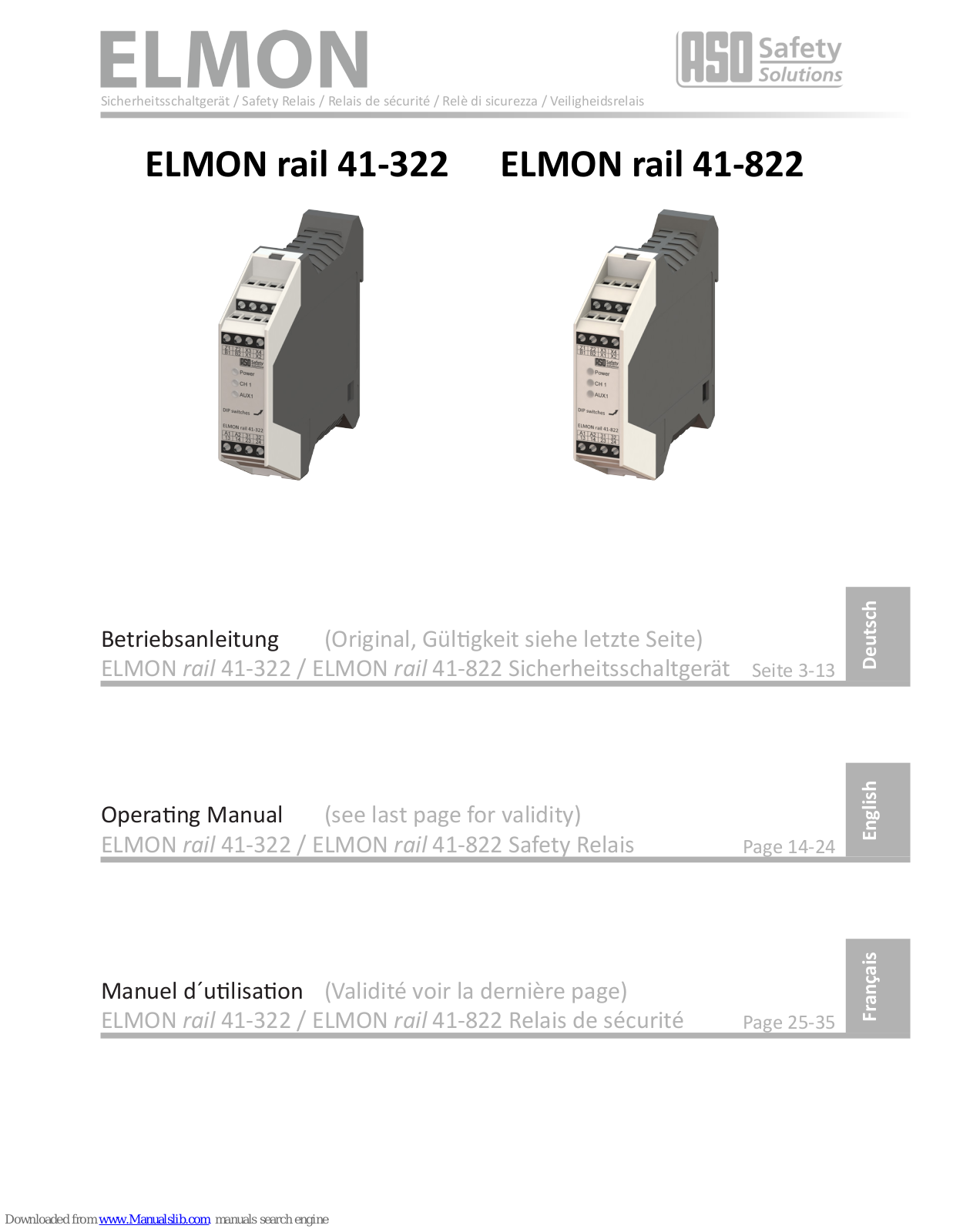 ELMON rail 41-322, rail 41-822 Operating Manual - ManualMachine.com