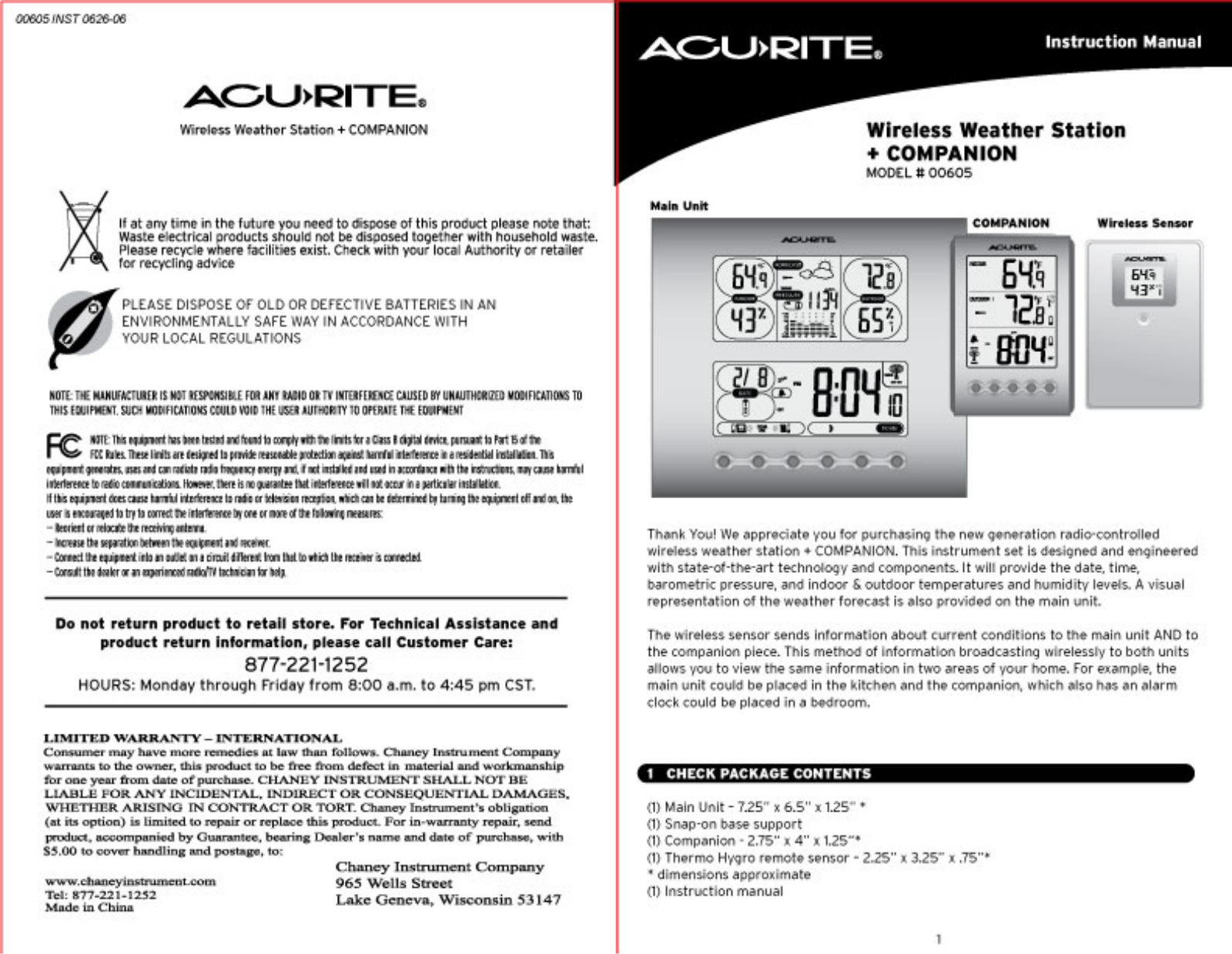 Chaney Instrument 00605 User Manual