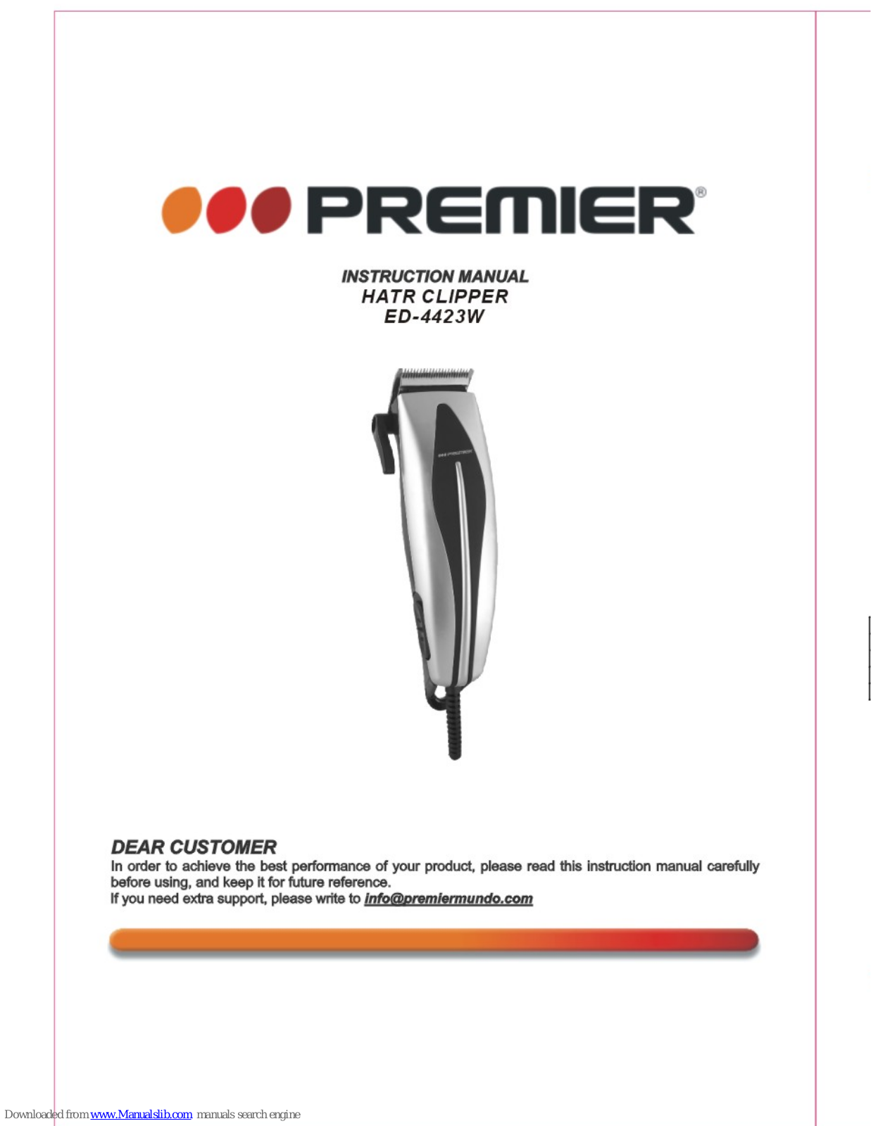 Premier ED-4423W Instruction Manual - ManualMachine.com