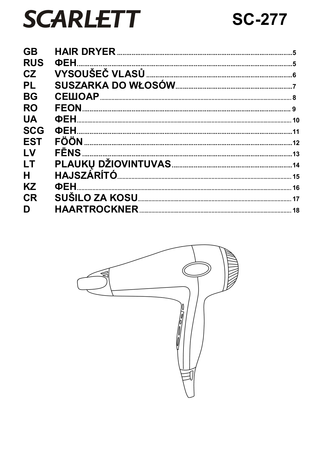 Scarlett SC-277 User manual