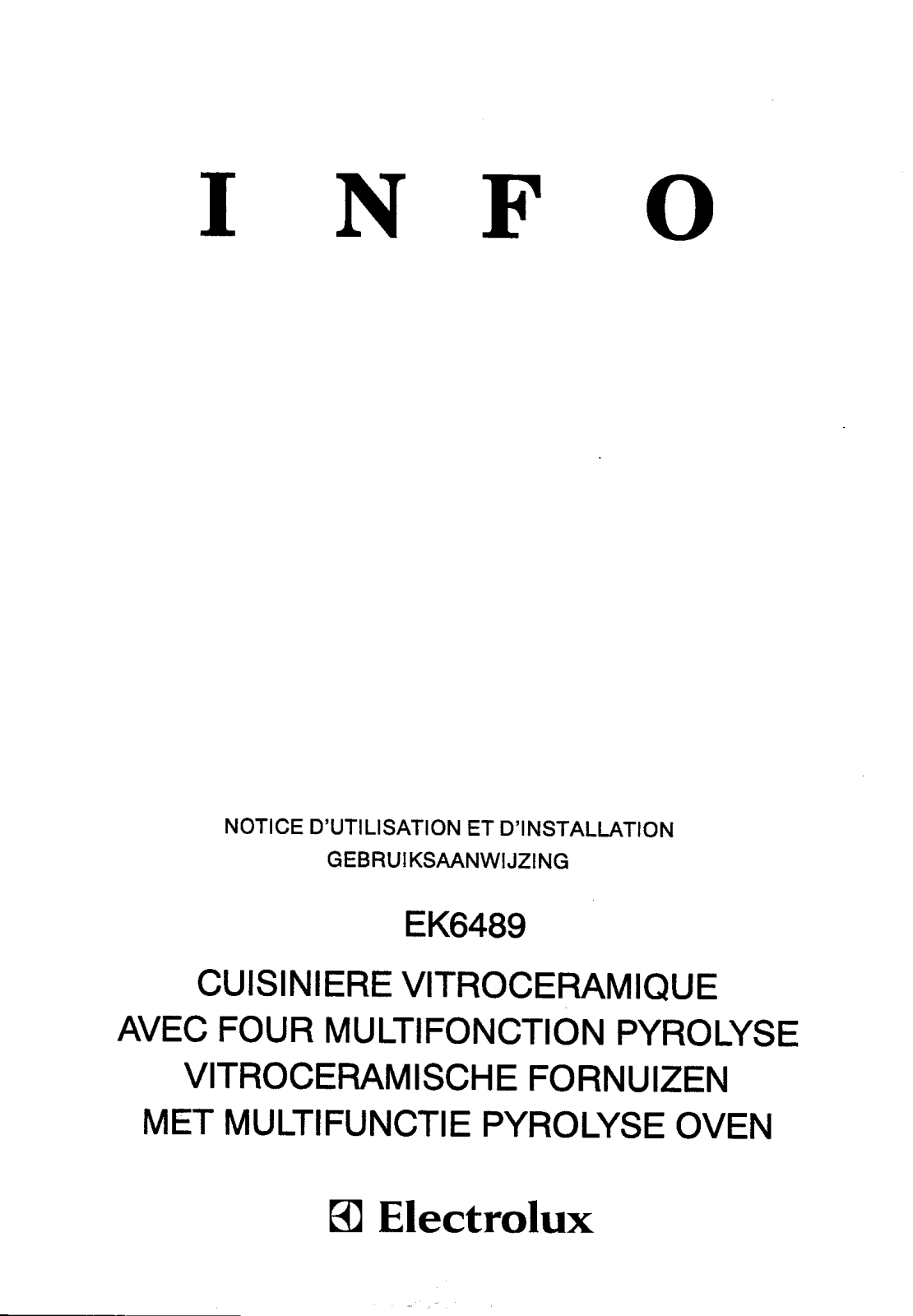 electrolux EK6489 User Manual