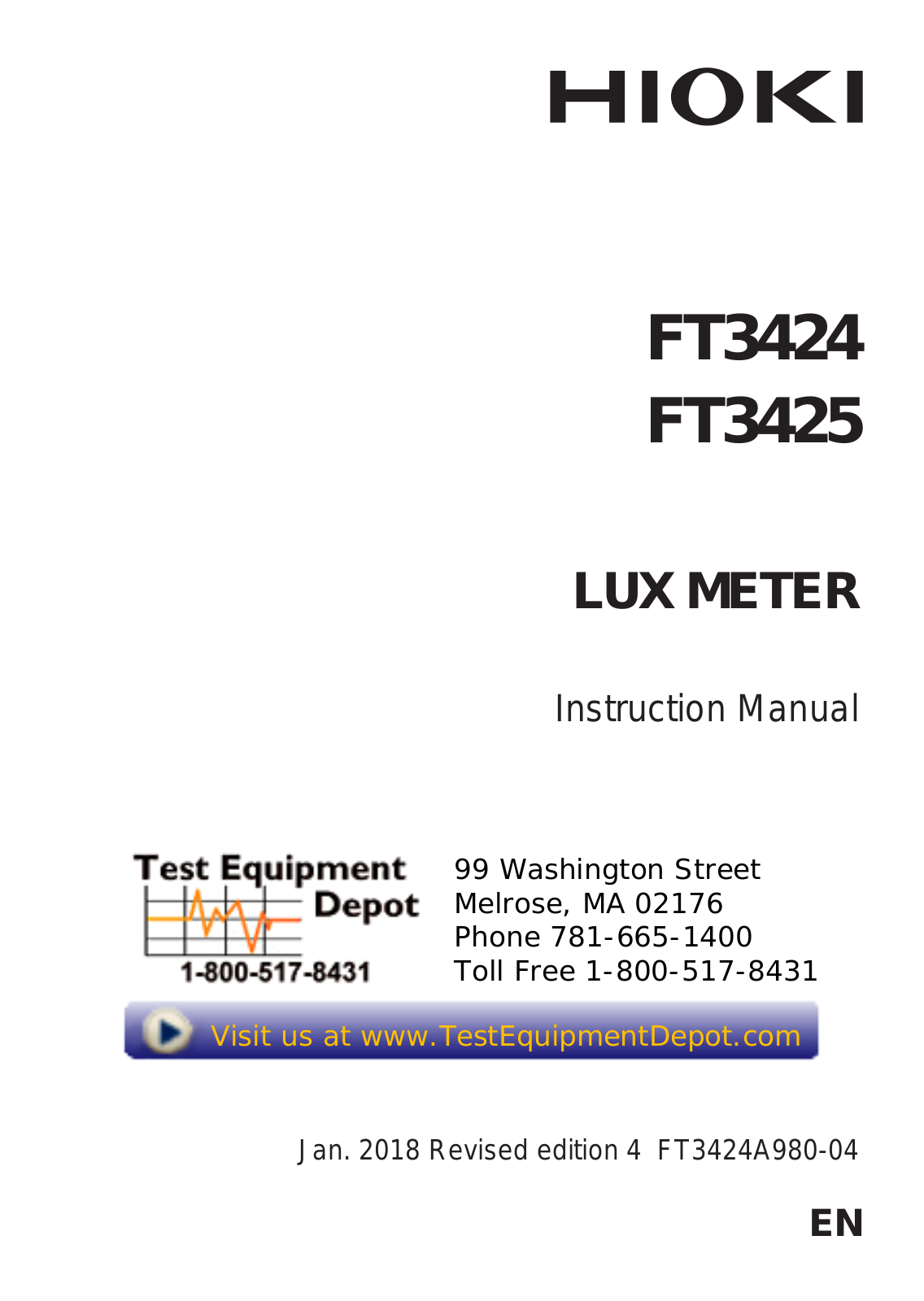 Hioki FT3424, FT3425 Instruction Manual