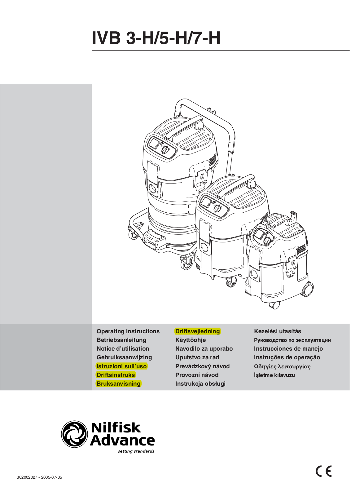 Nilfisk IVB7H, IVB5H, IVB3H User Manual