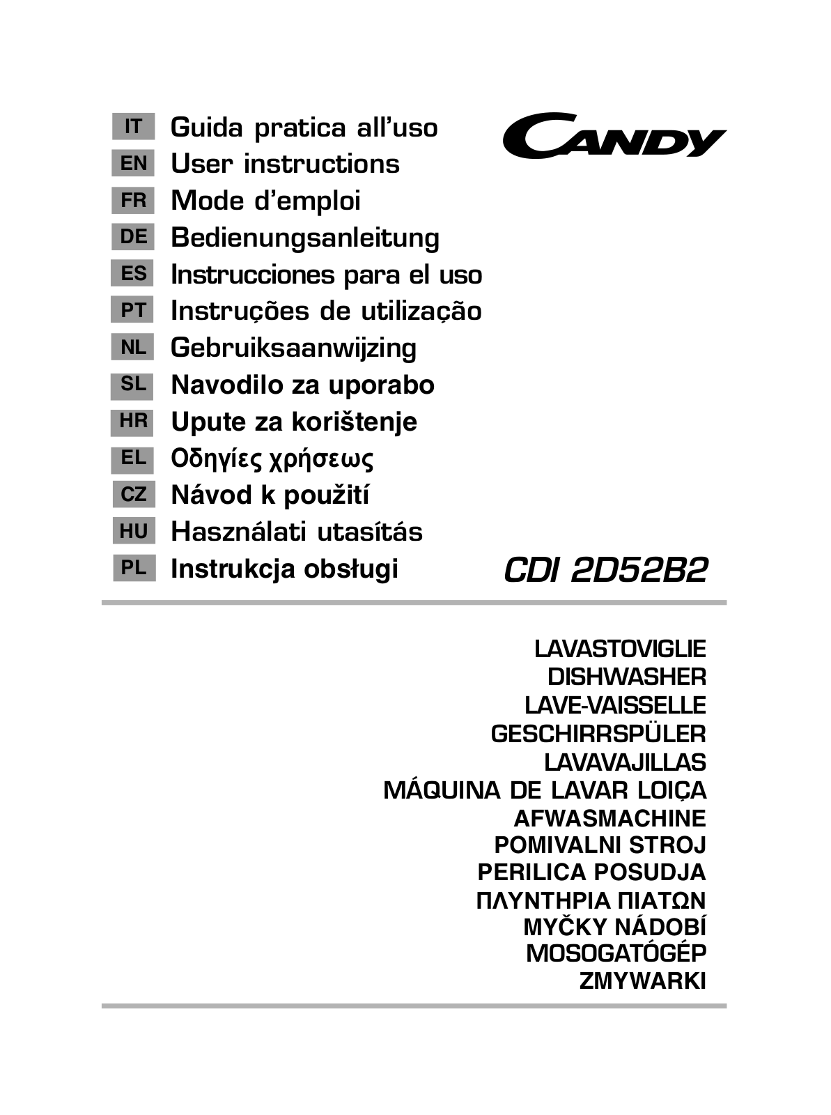 Candy CDI 2D52 Operating Instructions