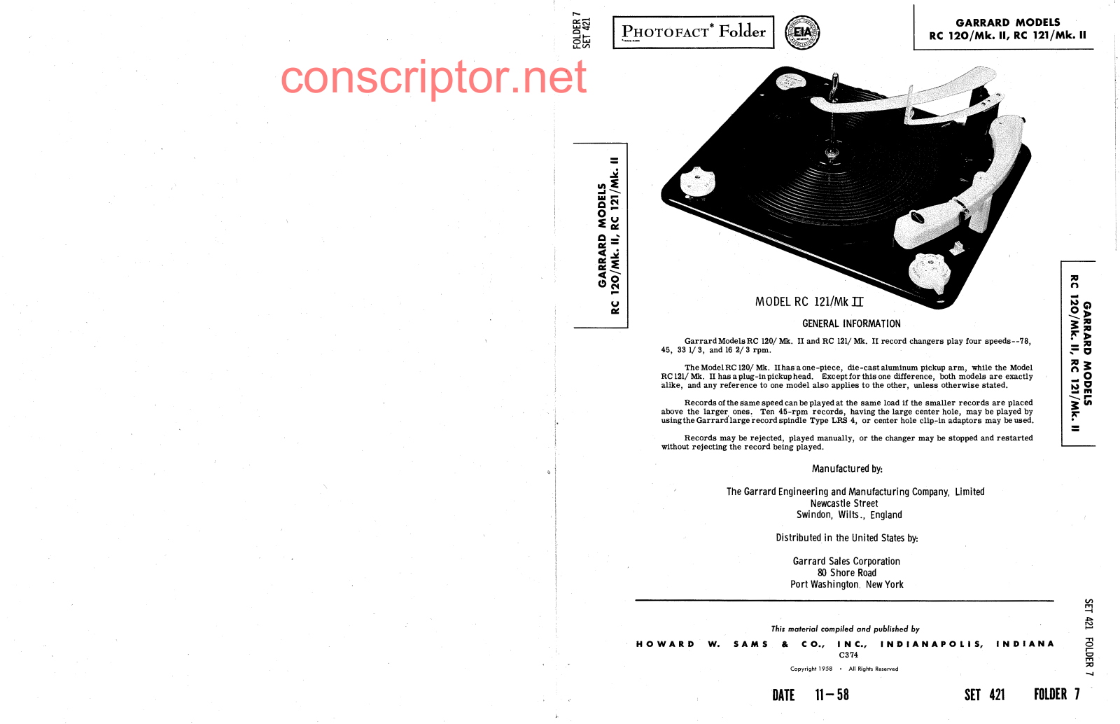 Garrard RC 121 Service manual