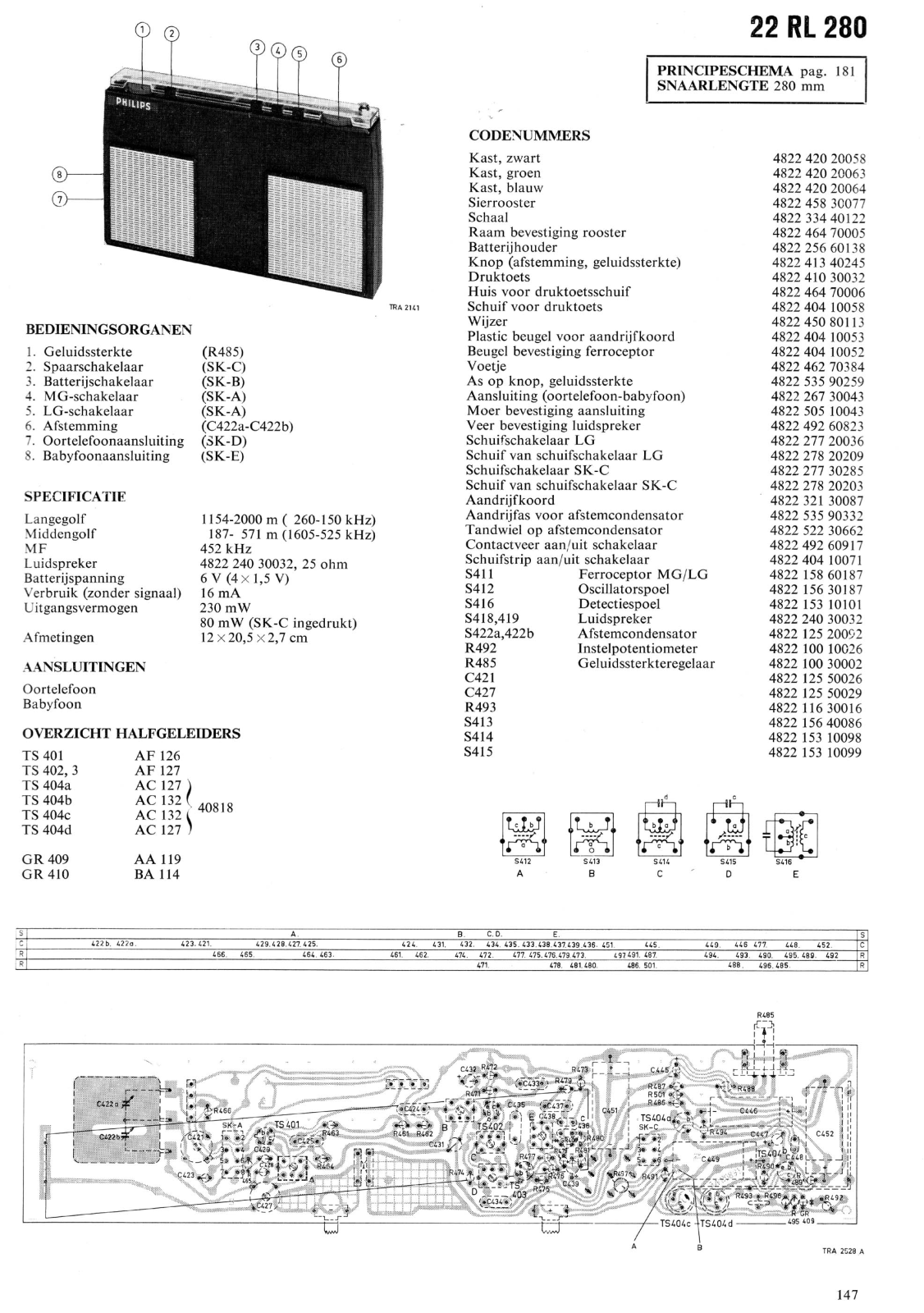 Philips 22-RL-280 Schematic