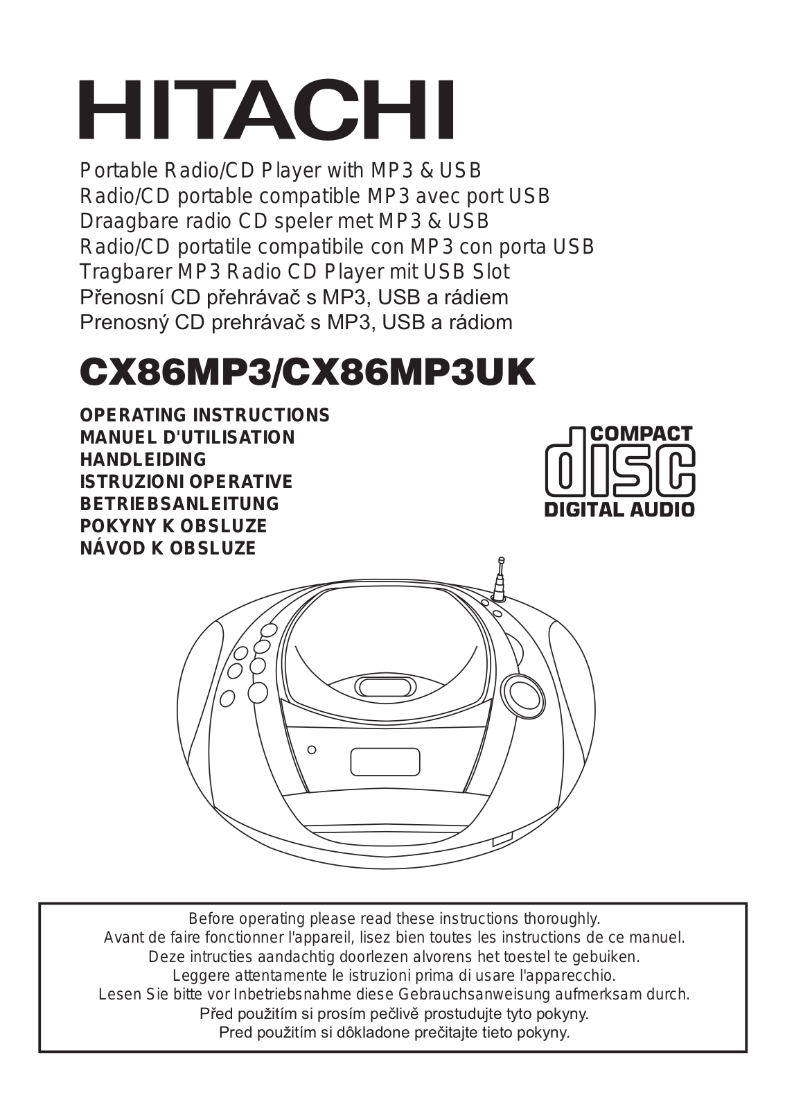 Hitachi CX86MP3, CX86MP3UK User Manual